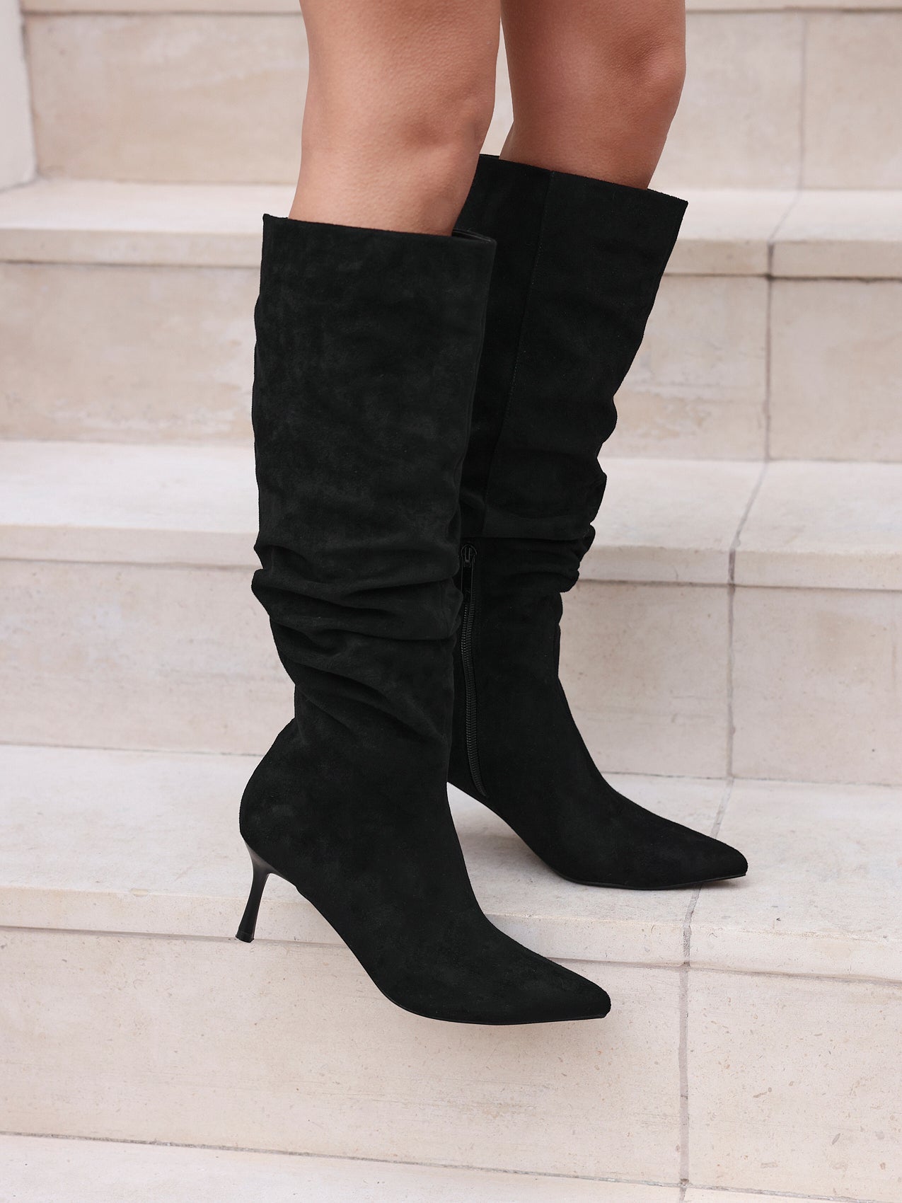 Rosenna Black Long Stiletto Boots