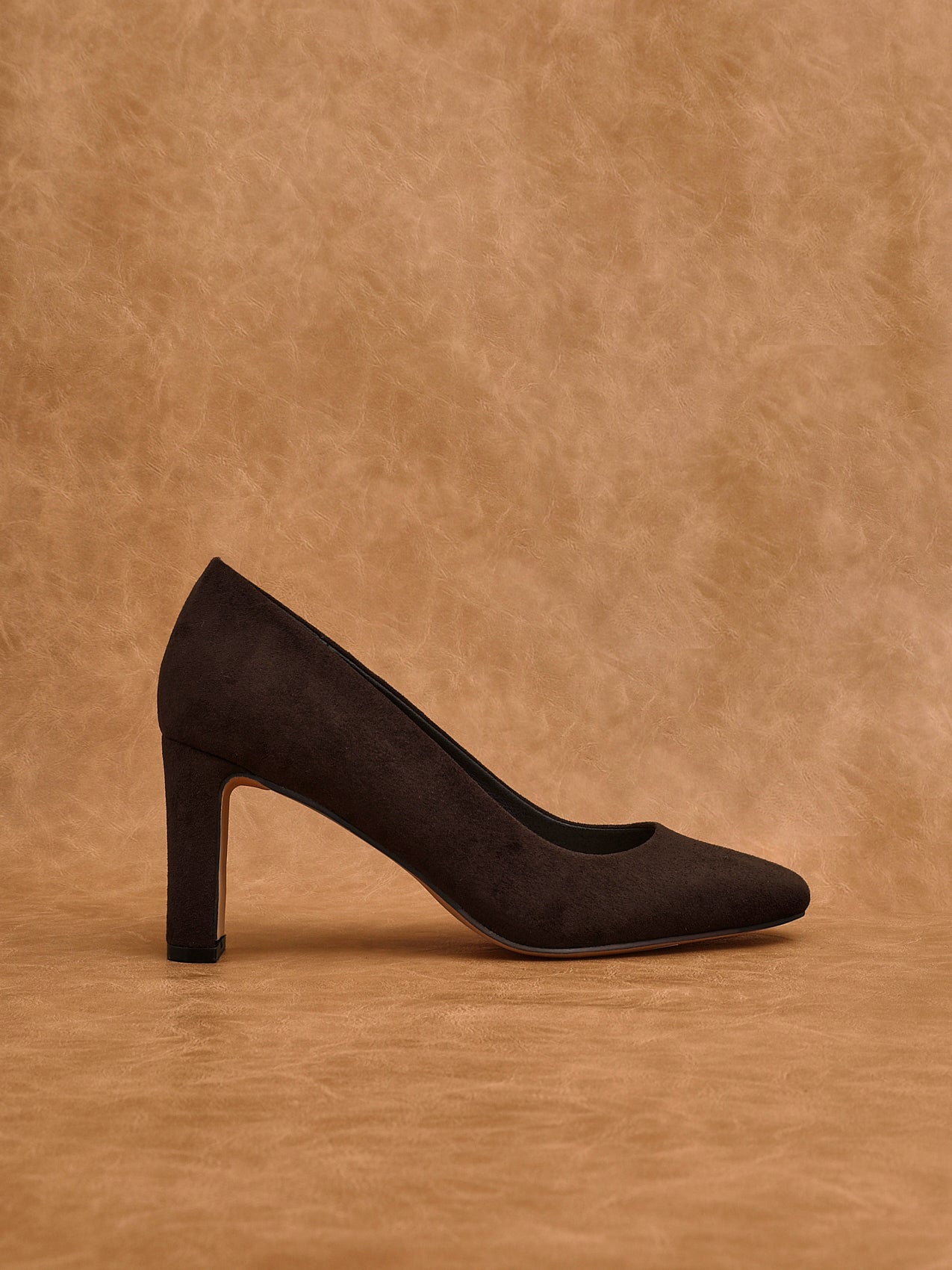 Agenda Brown Faux Suede Court Heels