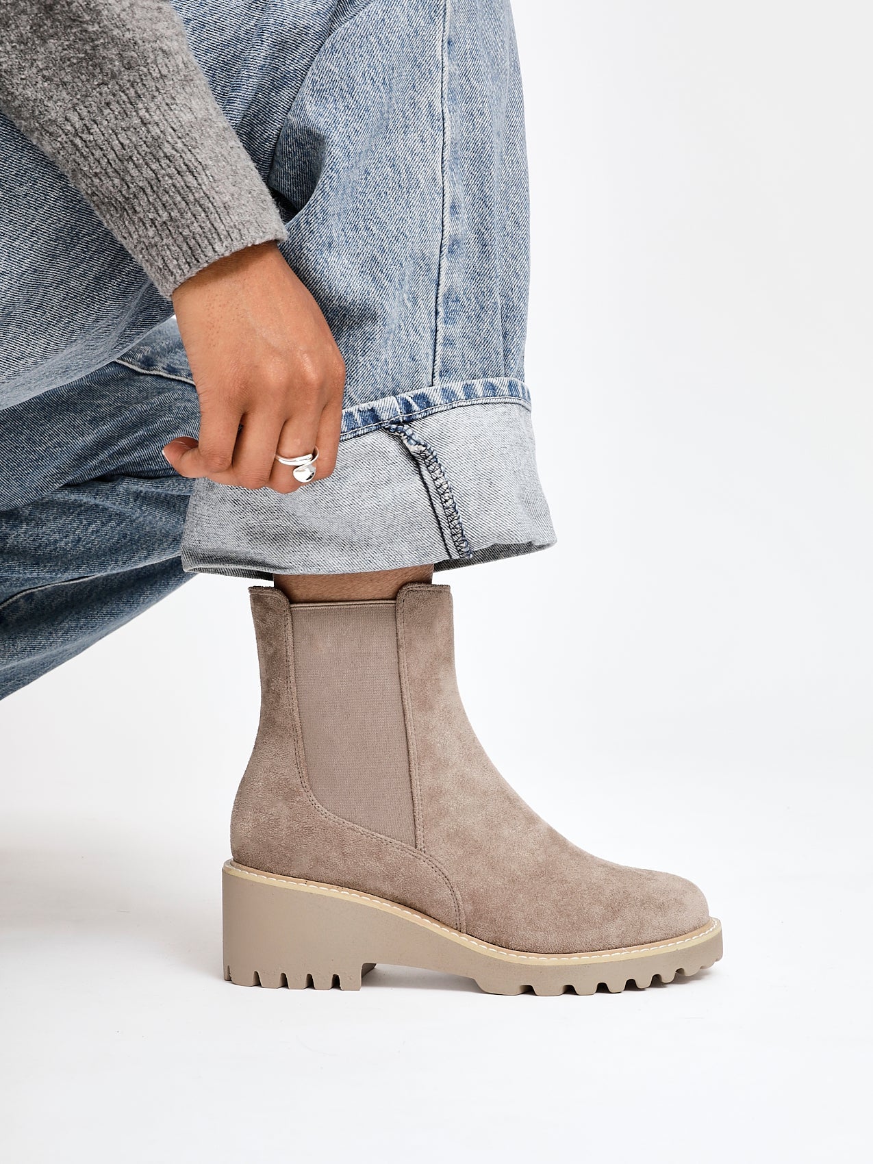Attend Taupe Wedged Ankle Boots