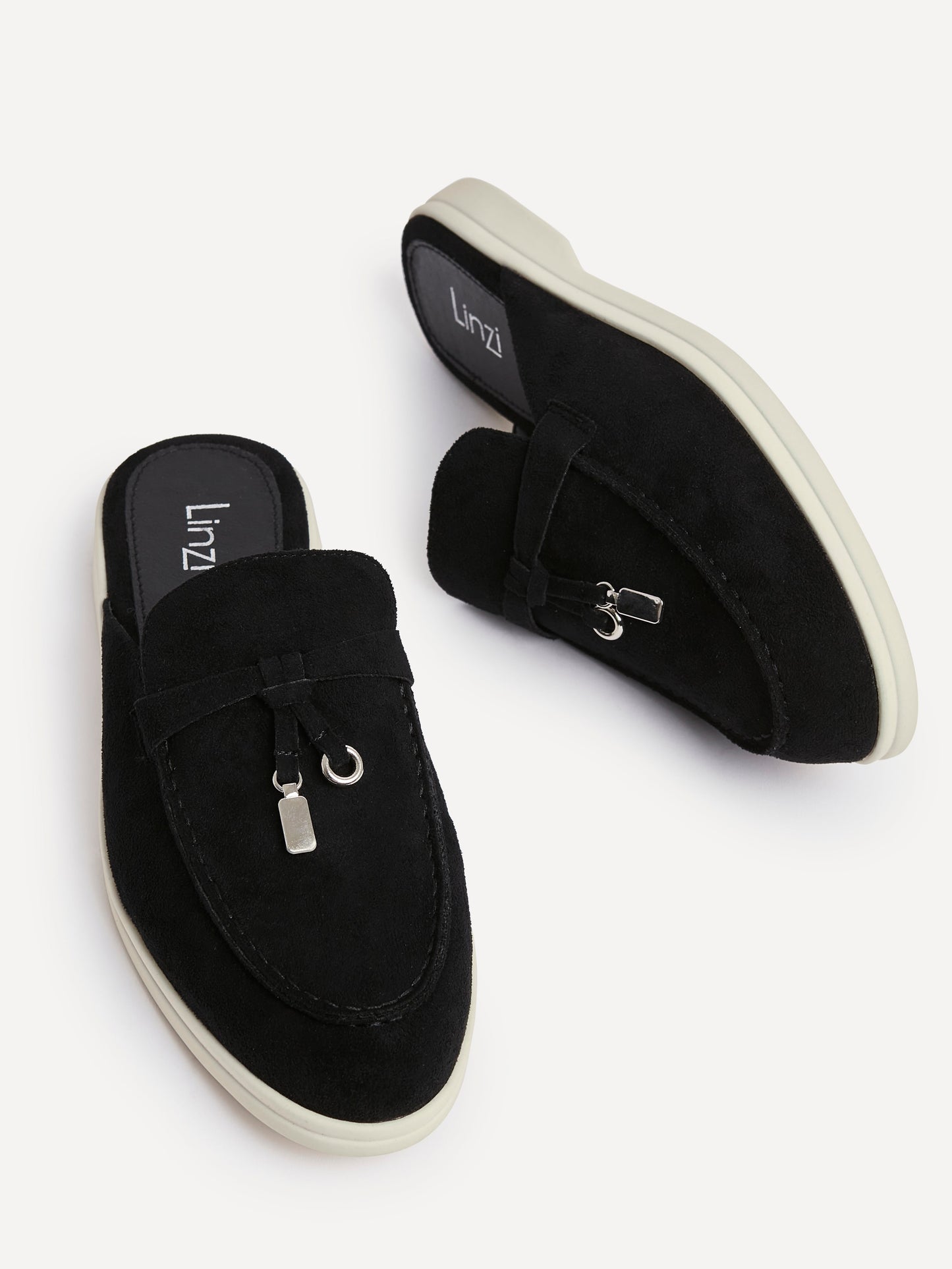 Alix Black Faux Suede Slip On Mules