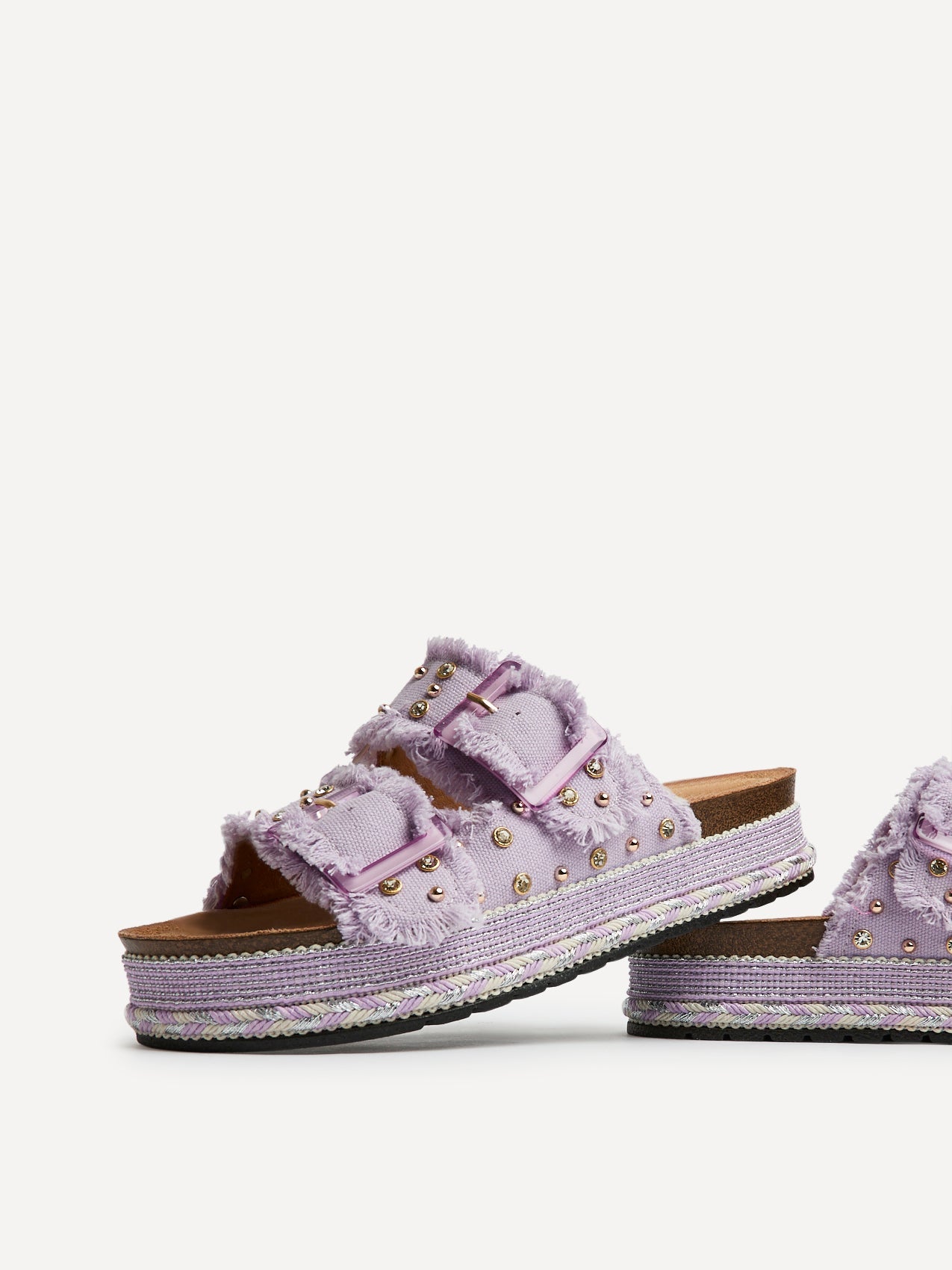 Bahama Lilac Diamante Flatform Sandals