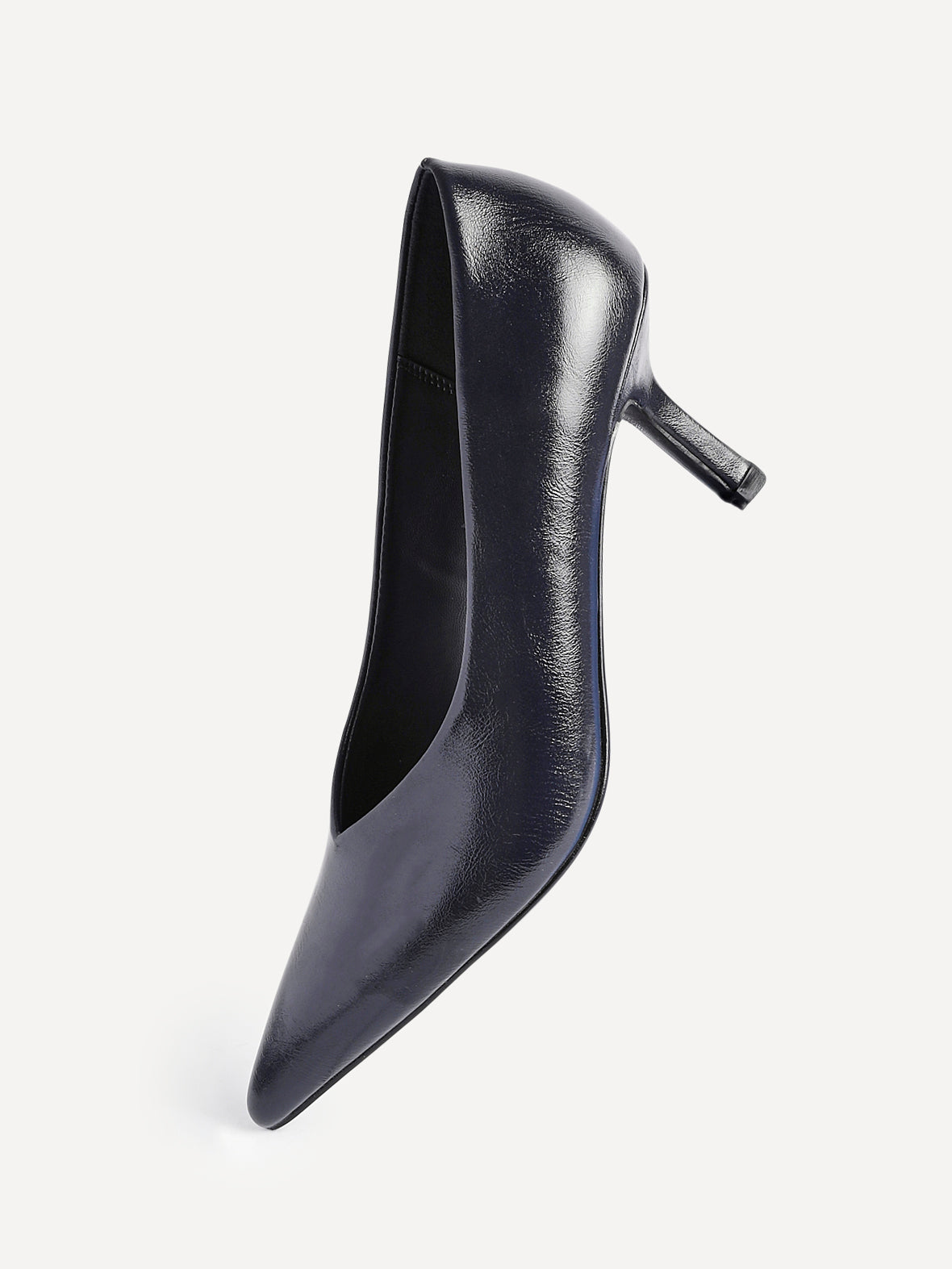 Bellamy Navy Faux Leather V-Cut Court Heels