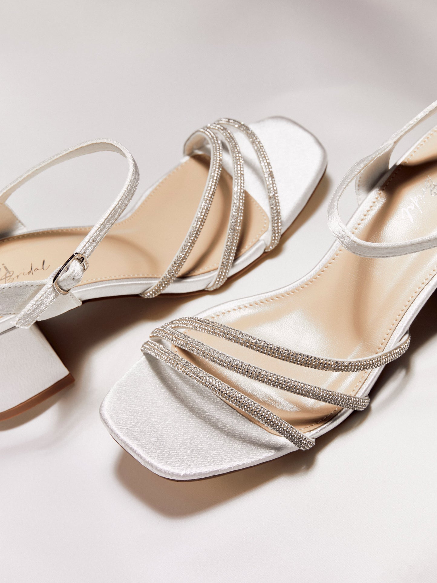 Mariah Wide Fit Bridal Ivory Diamante Heels