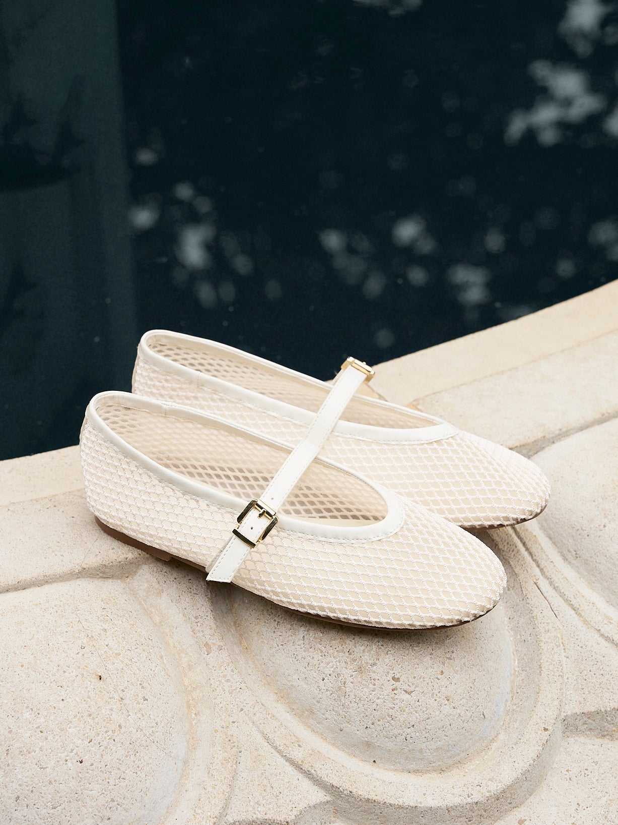 Clara Ivory Mesh Mary Jane Pumps