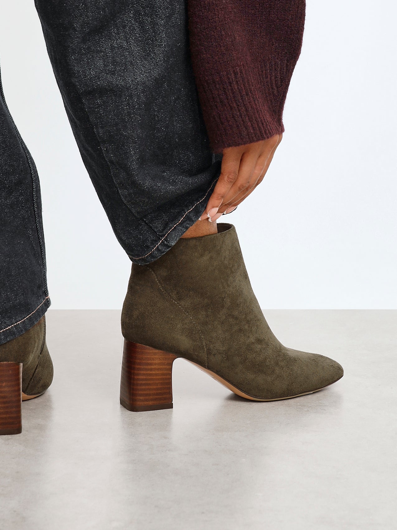 Cove Khaki Faux Suede Ankle Boots