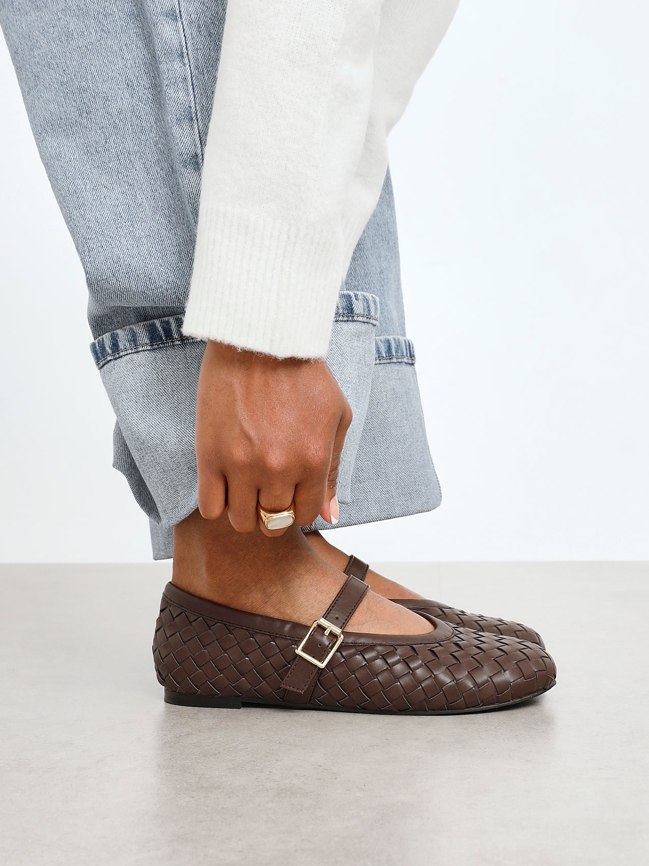 Daily Brown Faux Leather Mary Jane Pumps