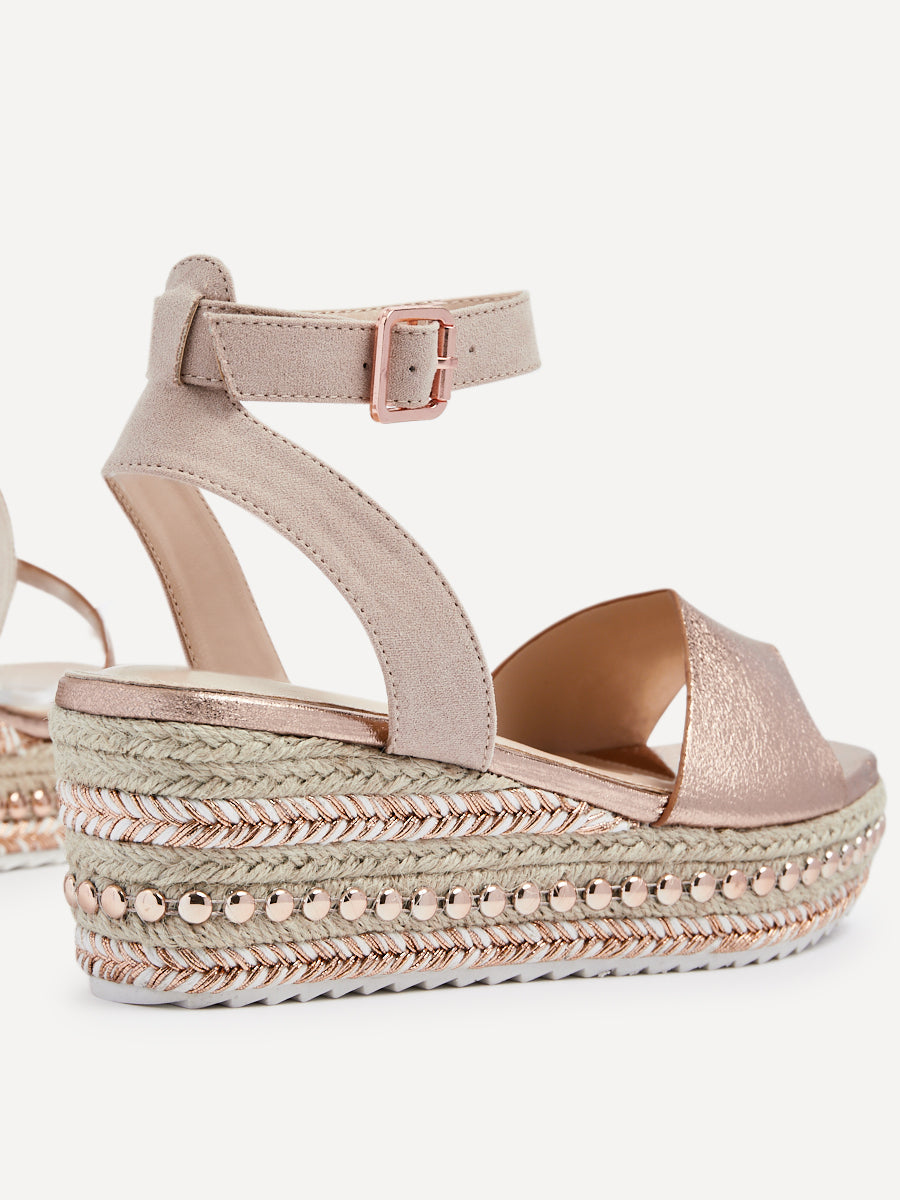 Disco Rose Gold Flatform Sandals