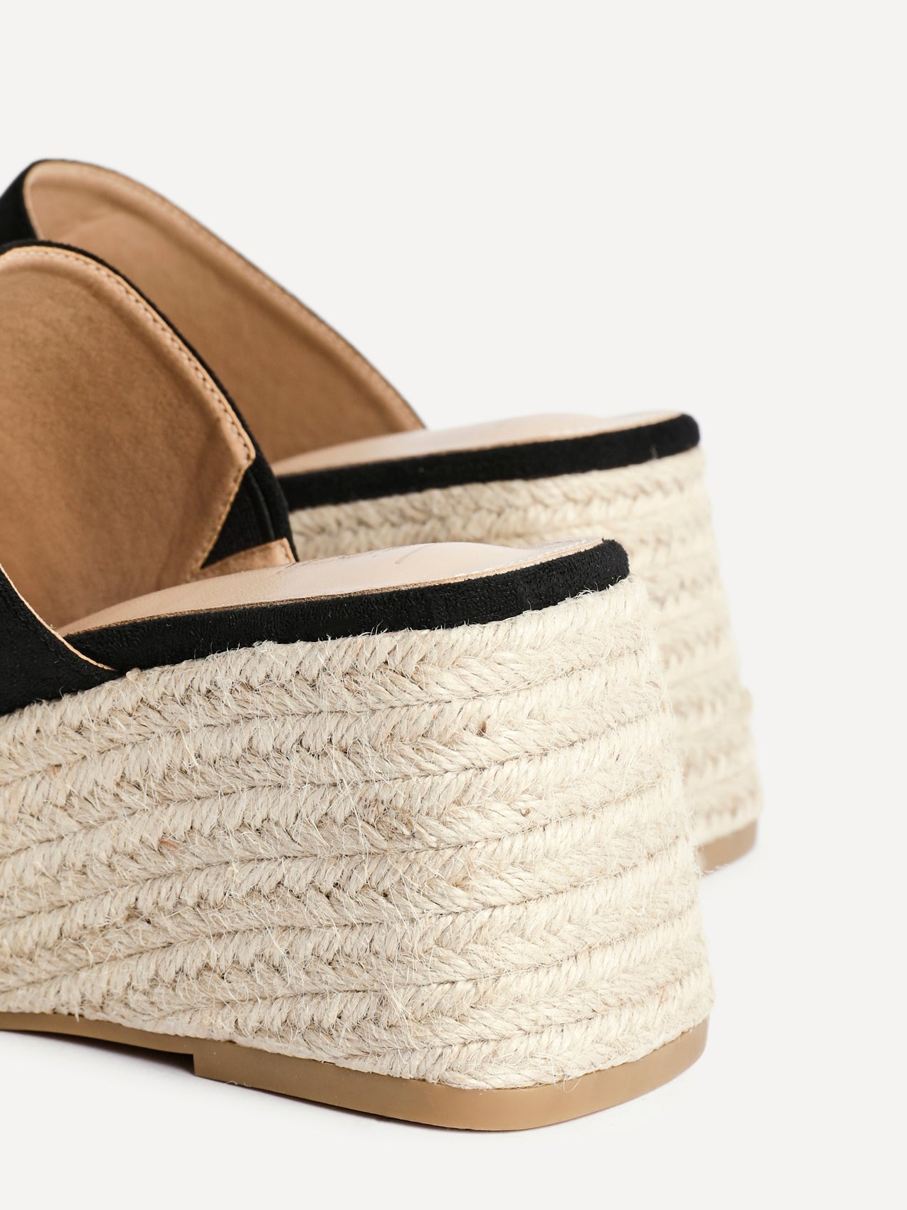 Espresso Black Espadrille Mule Wedges