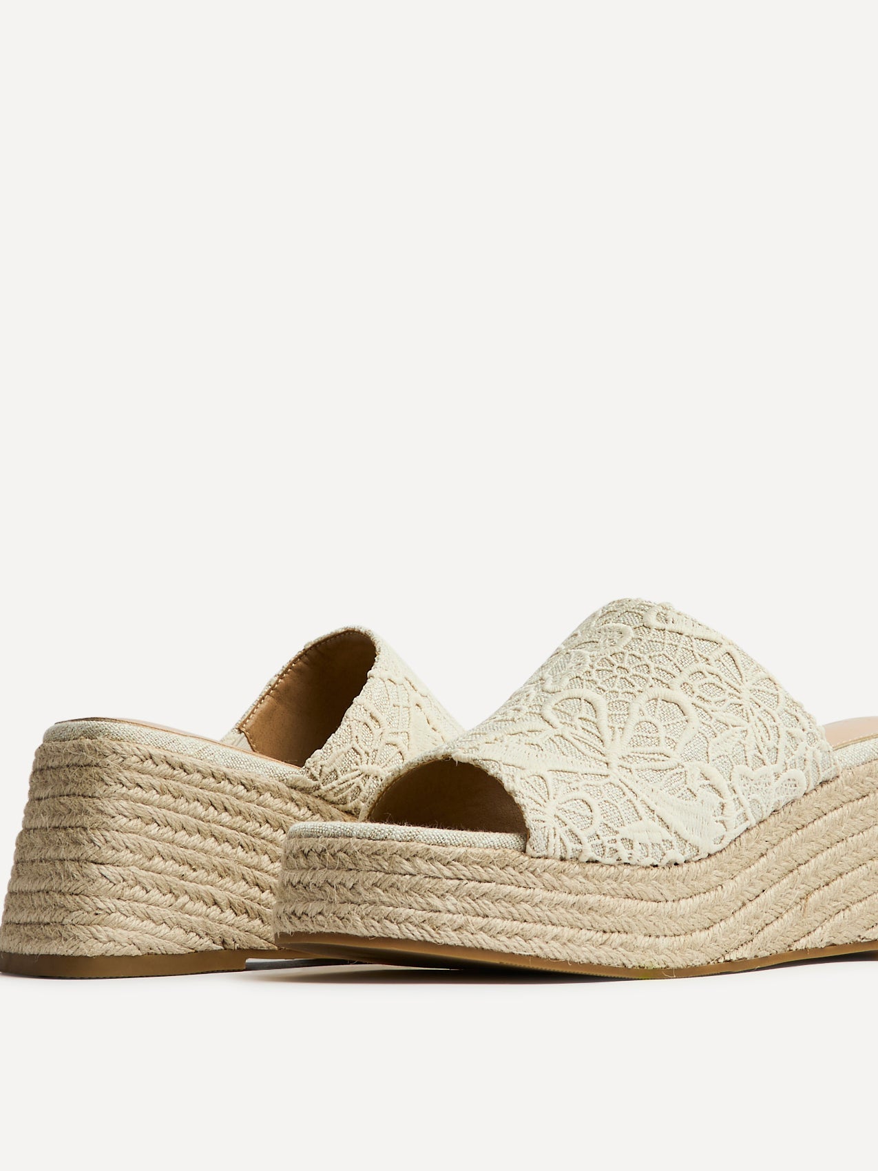 Espresso Ivory Espadrille Mule Wedges