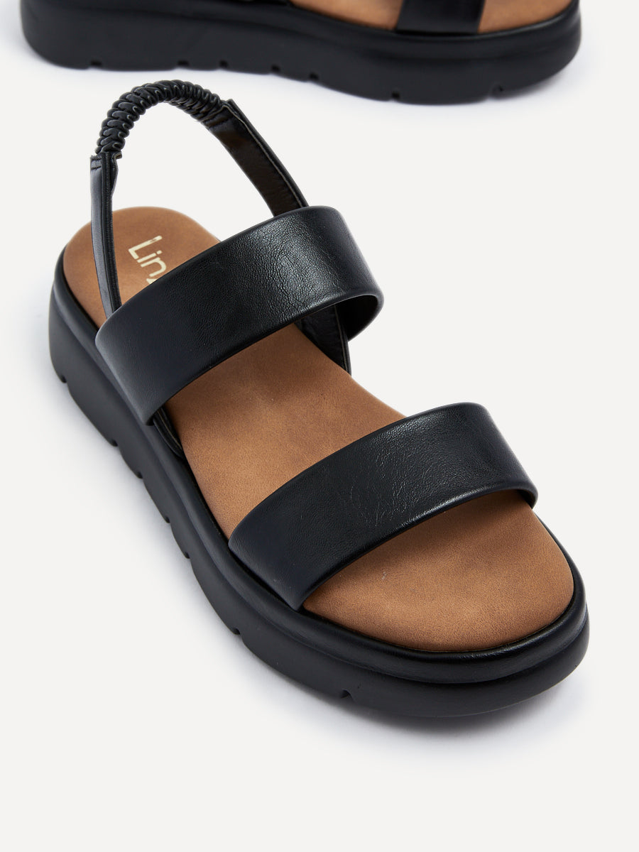 Gia Black Chunky Flatform Sandals