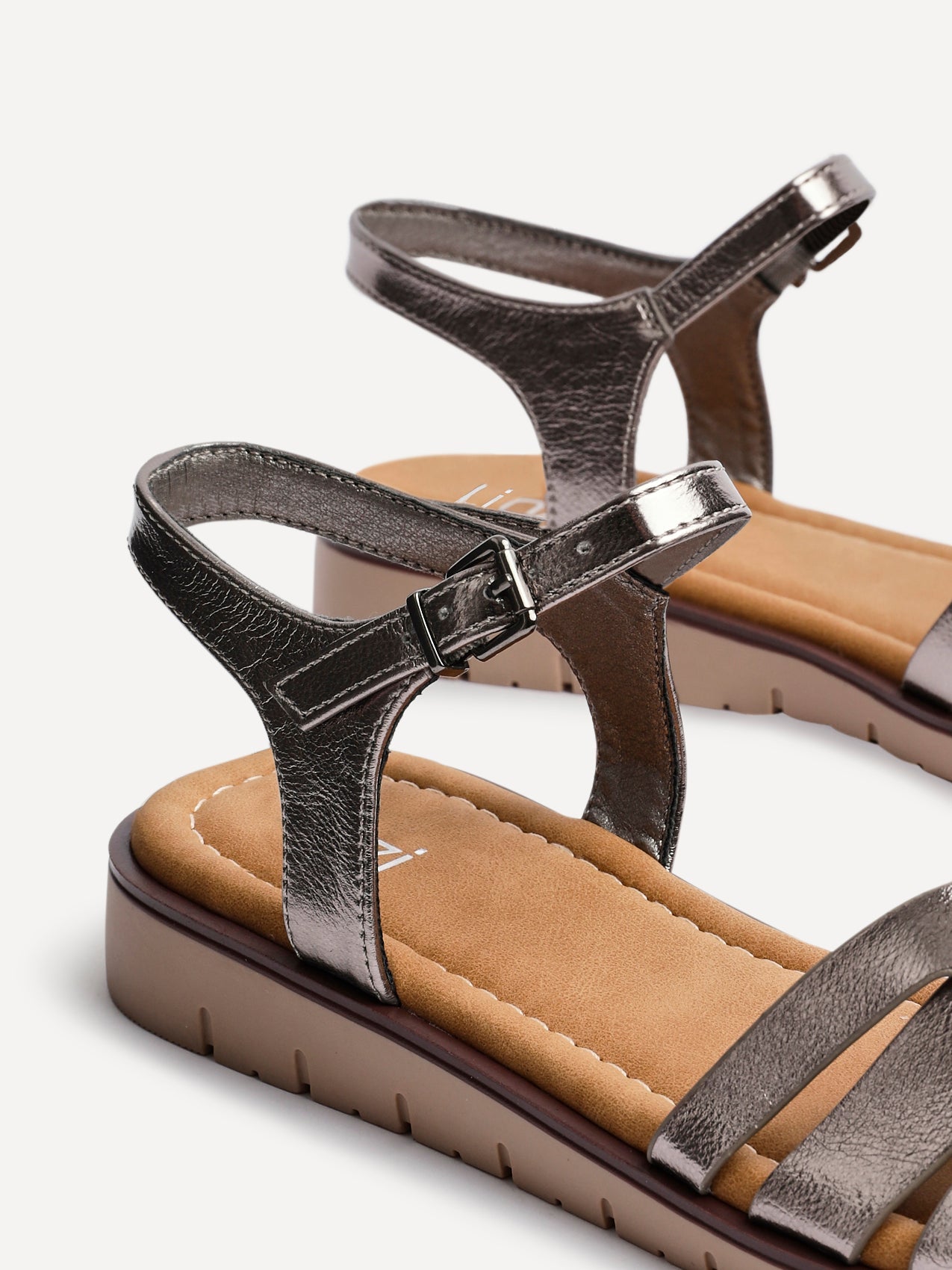 Isabel Pewter Faux Leather Sandals