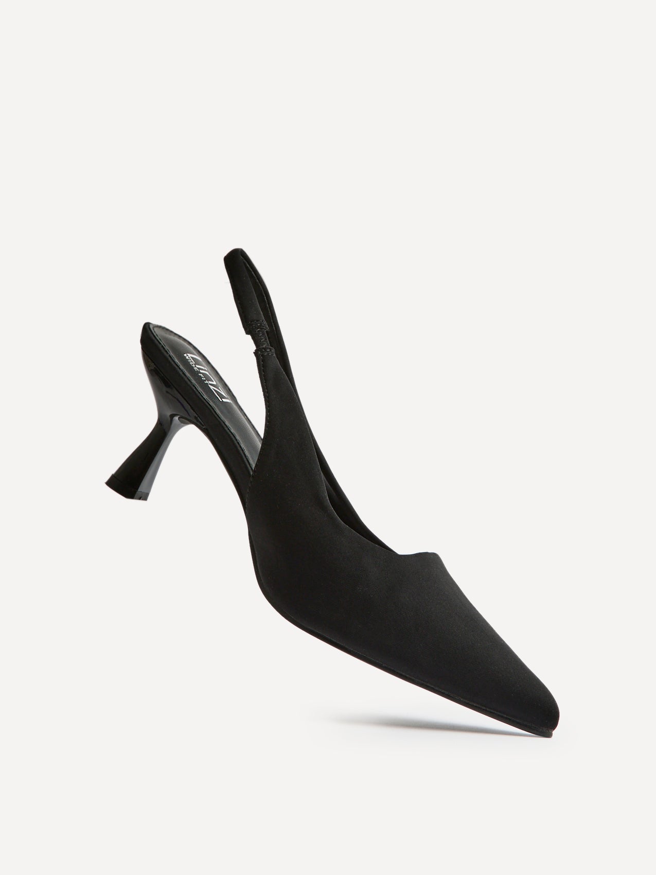 Izzie Wide Fit Black Lycra Court Heels