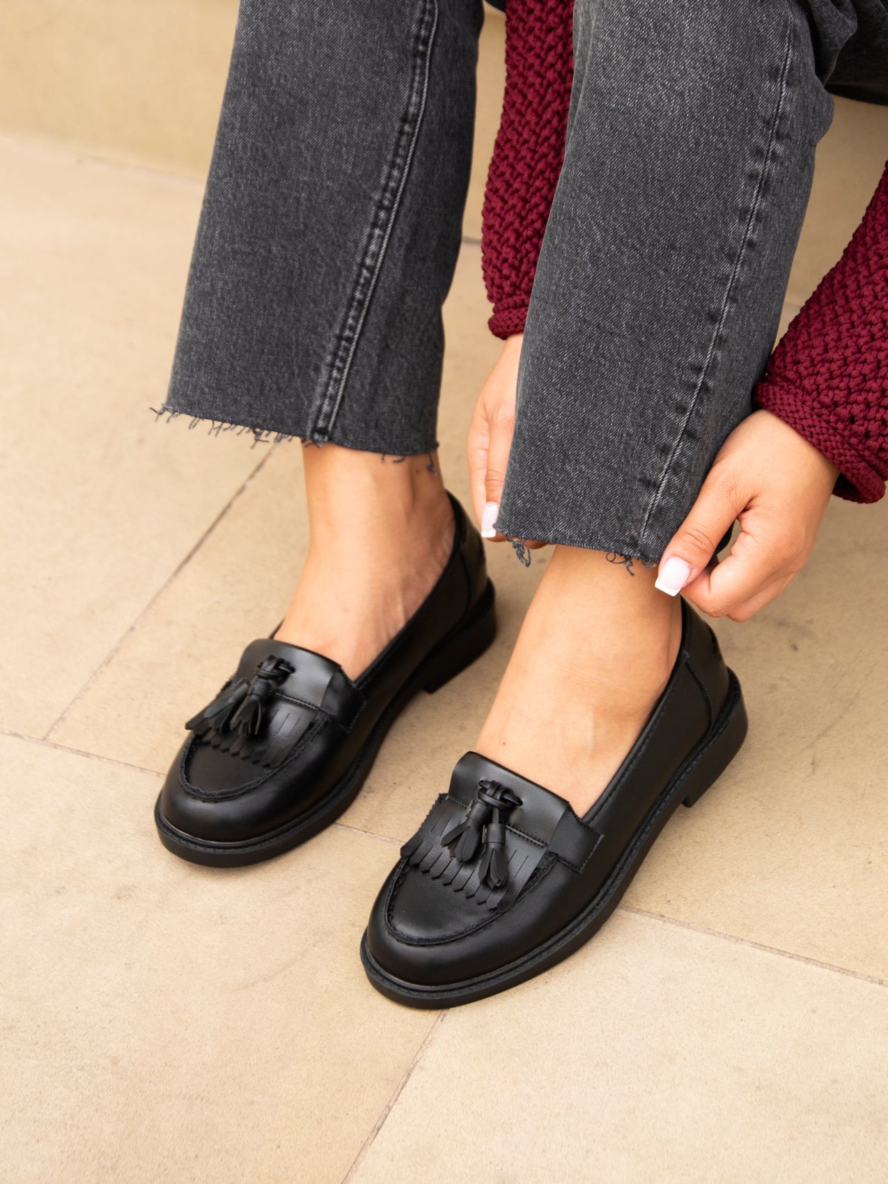 Kassidy Wide Fit Black Faux Loafers