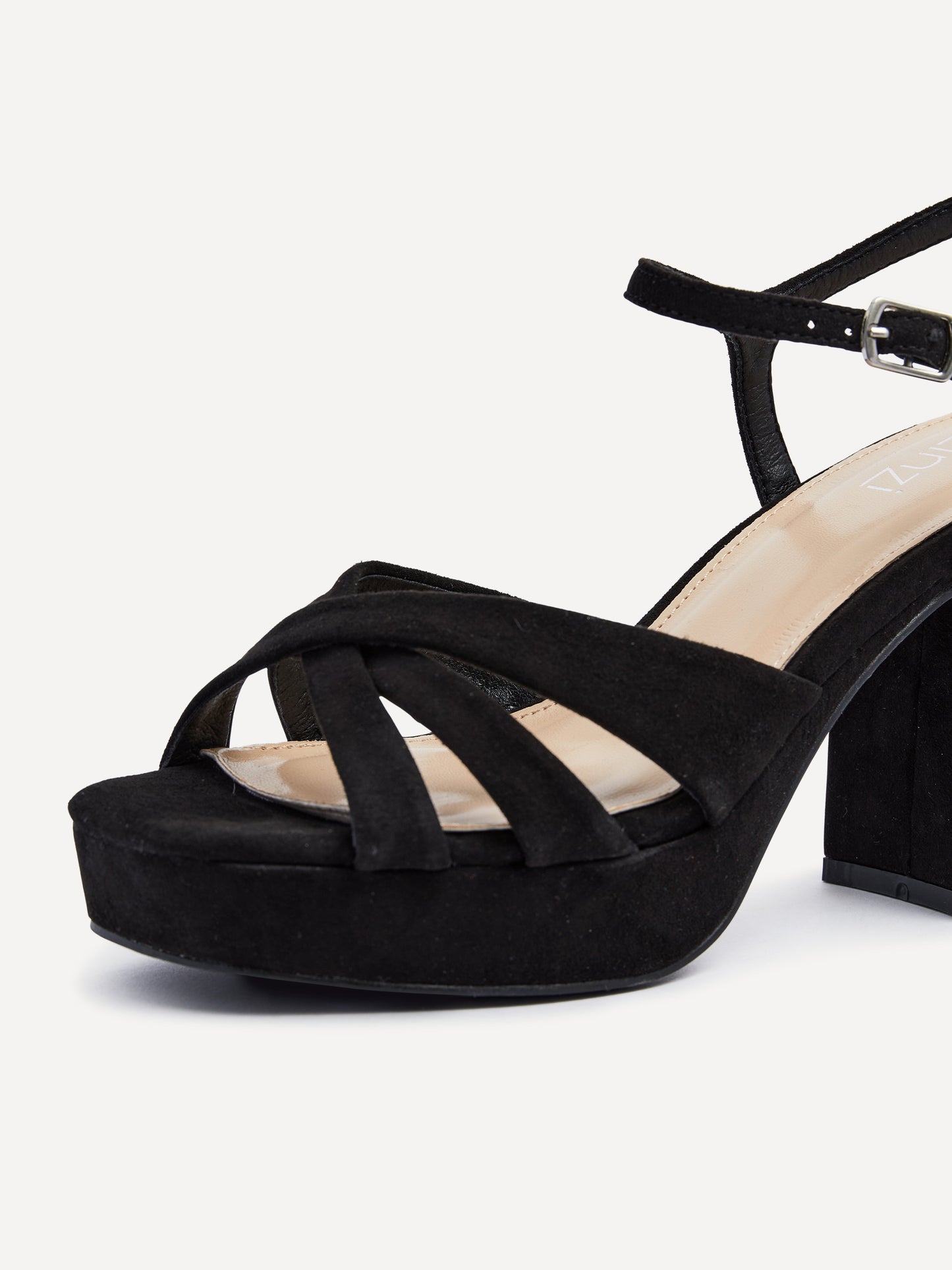 Keliah Black Faux Suede Platform Heels