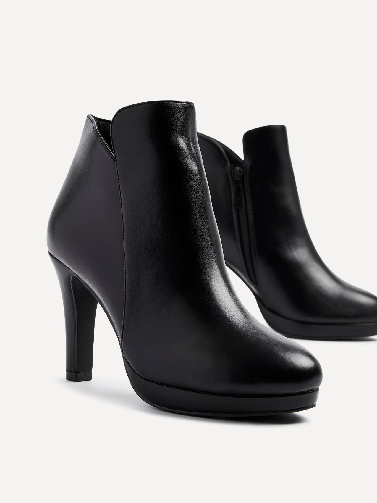 Layara Black Faux Leather Platform Ankle Boots
