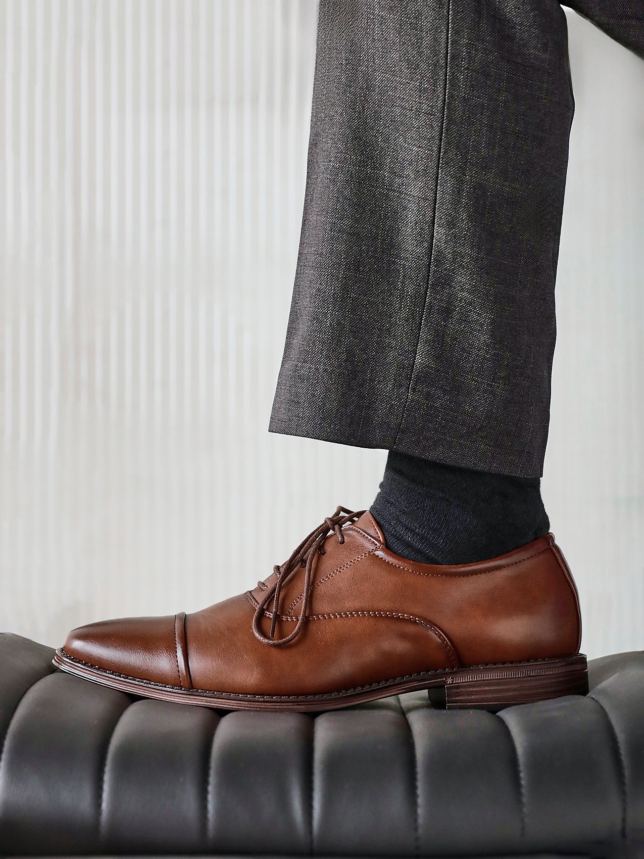 Lorenzo Mens Brown Faux Leather Shoes