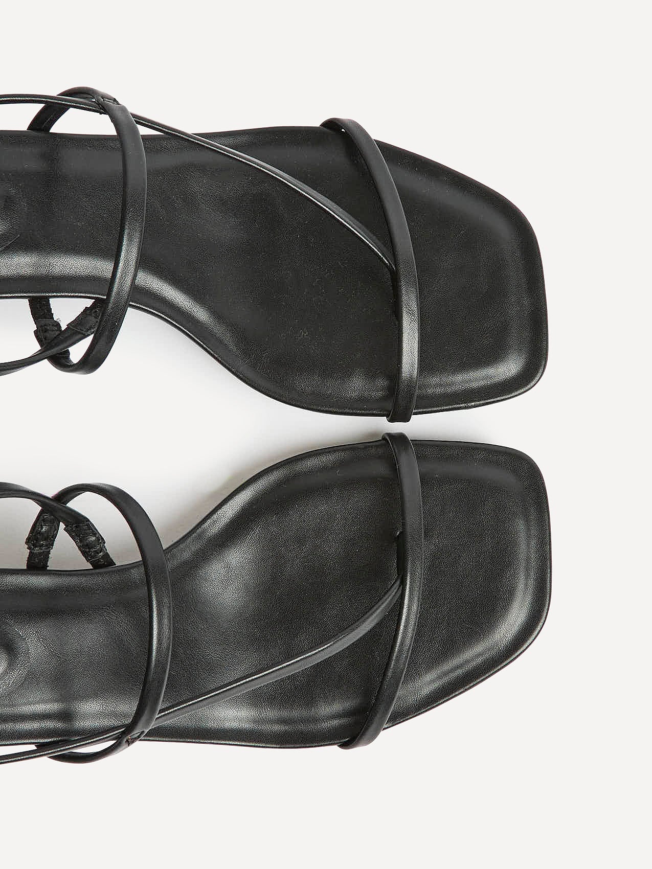 Mode Black Faux Leather Heeled Sandals