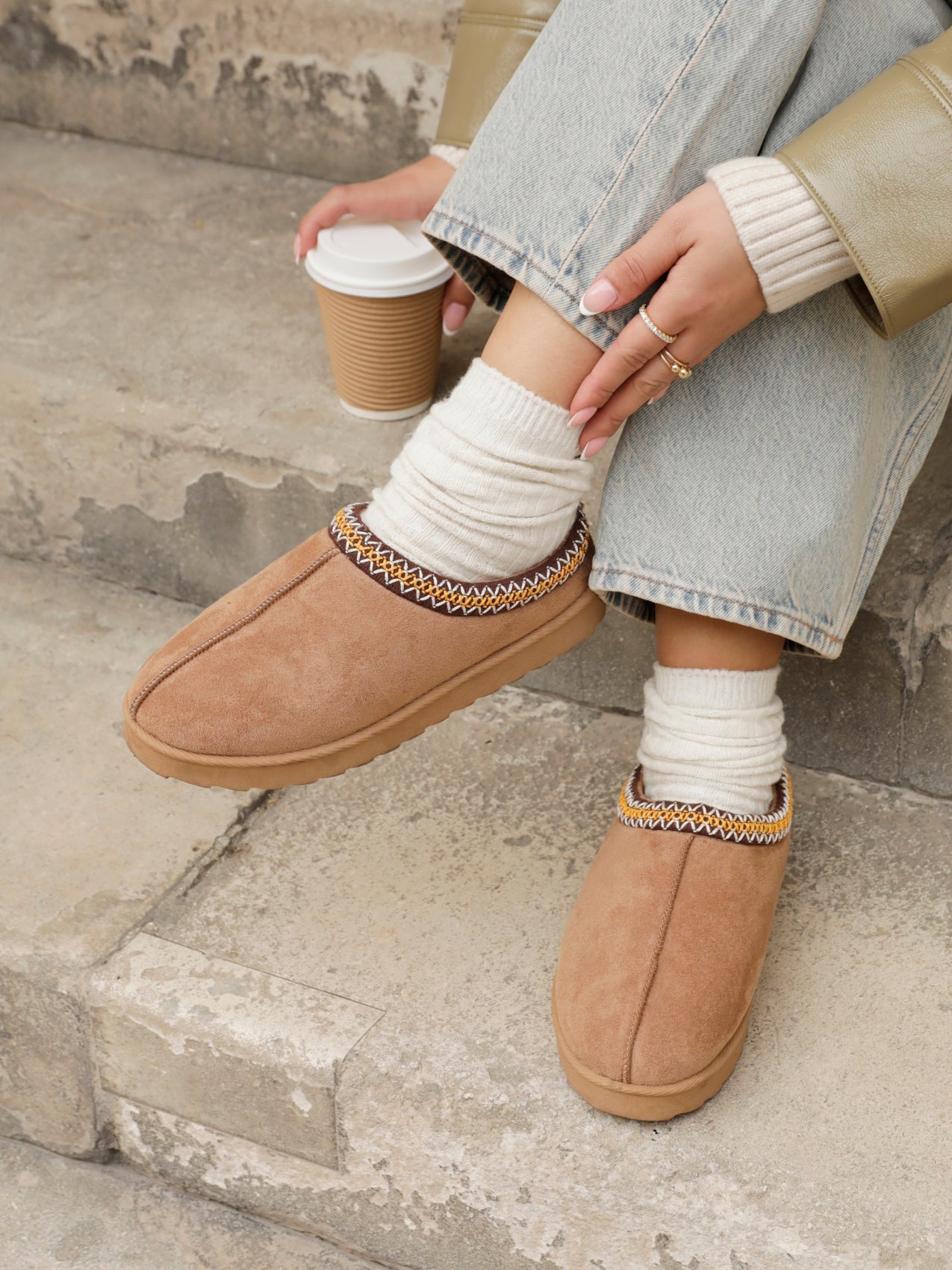Tammy Chestnut Faux Suede Slippers