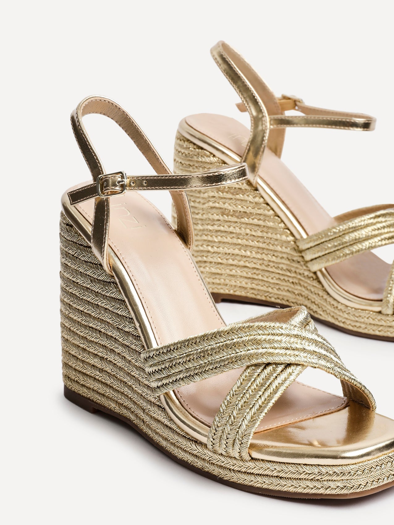 Nikki Gold Crossover Rope Wedges