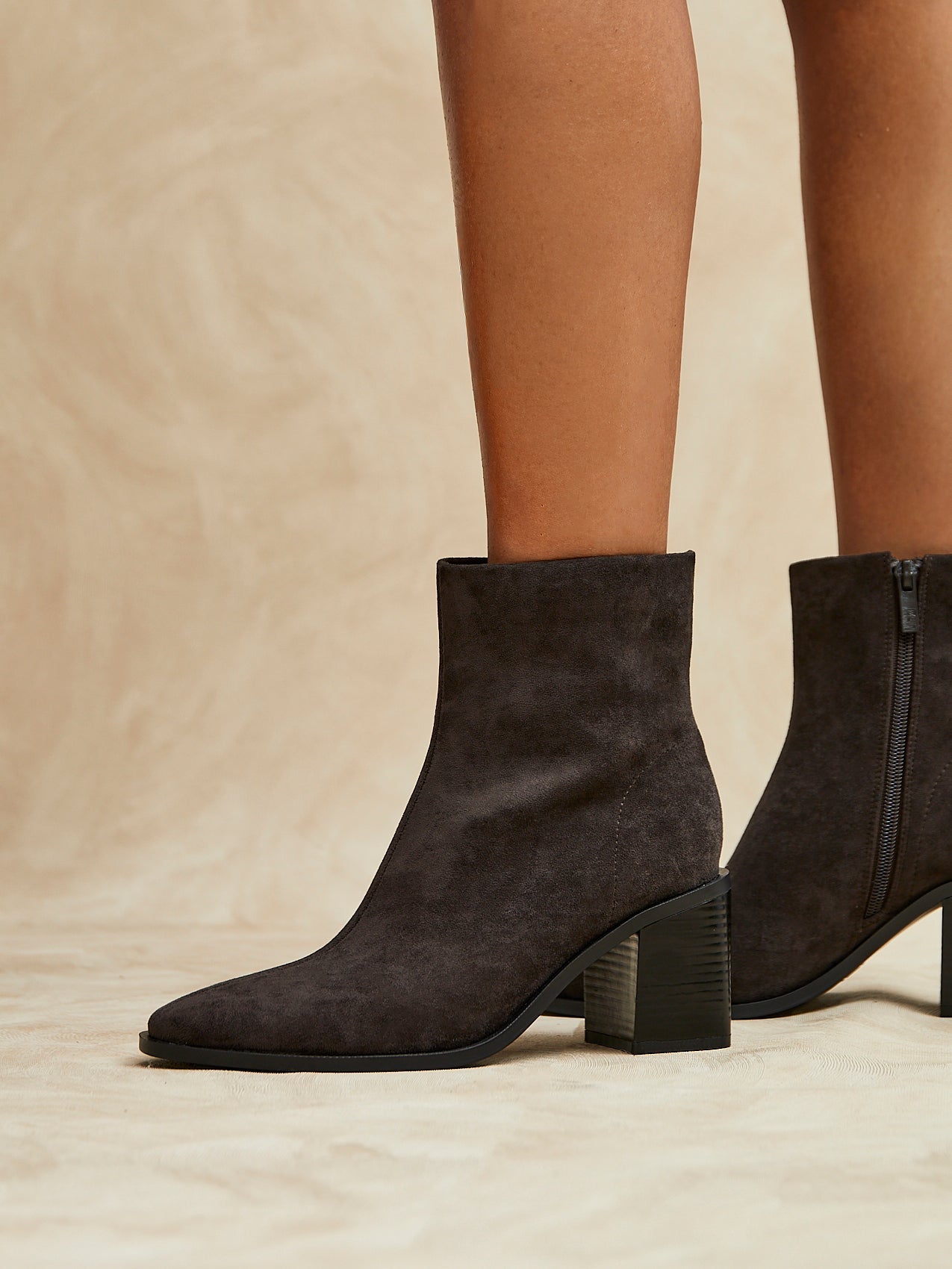 Orlando Grey Block Heeled Ankle Boots