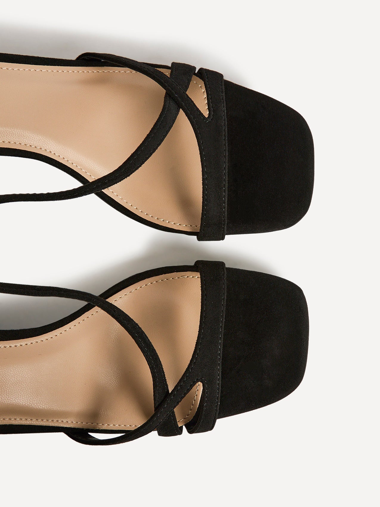 Oslo Black Faux Suede Heeled Sandals
