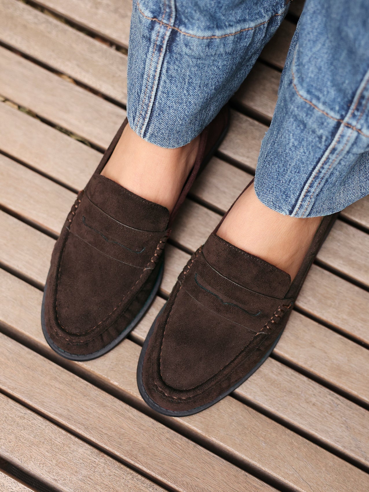 Precise Brown Faux Suede Loafers