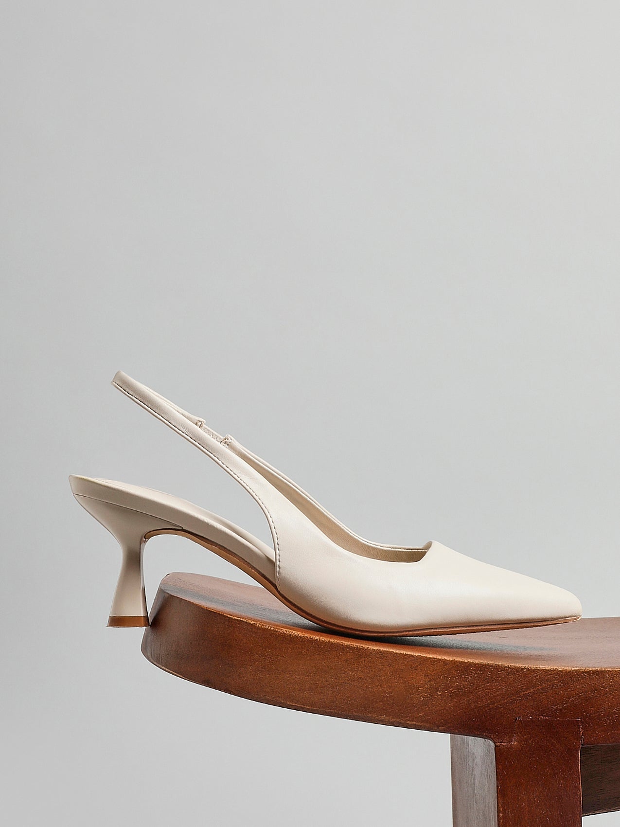 Presley Beige Faux Leather Court Heels