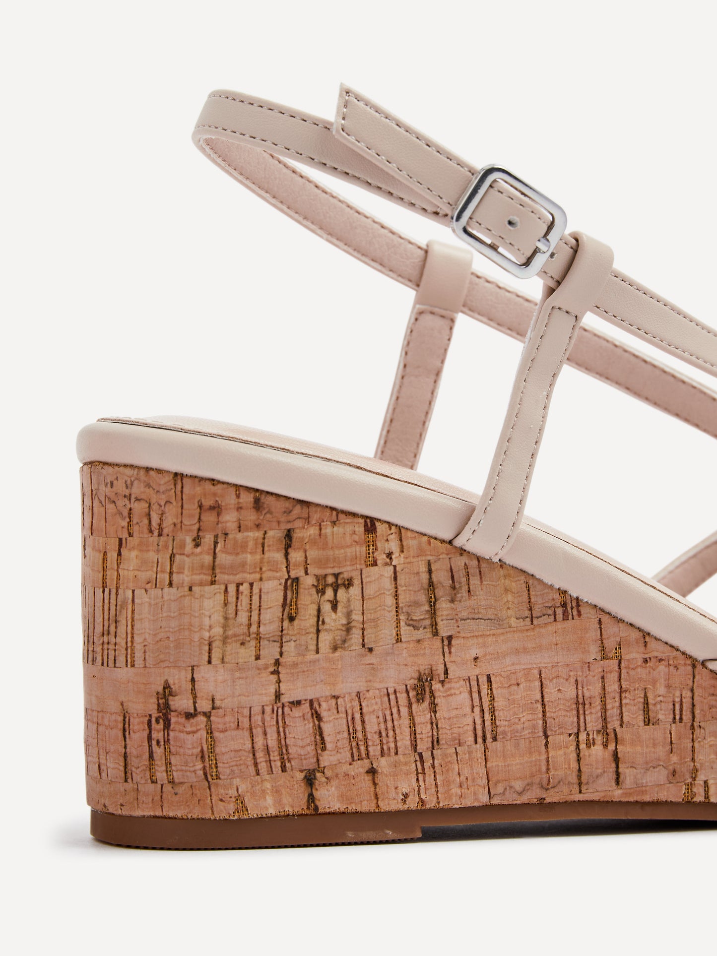 Safiya Nude Faux Leather Strappy Wedges
