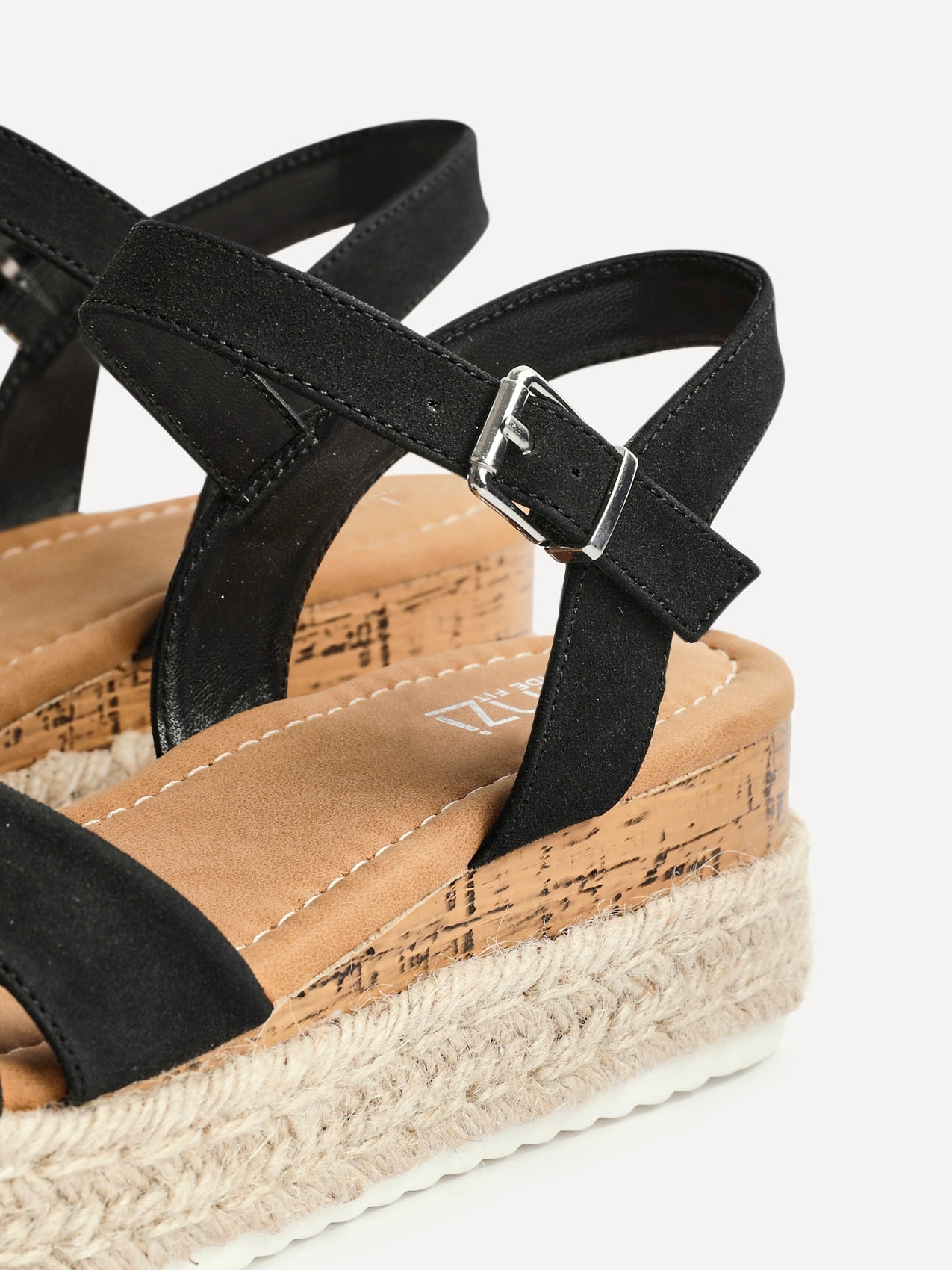 Sarelli Wide Fit Black Flatform Sandals