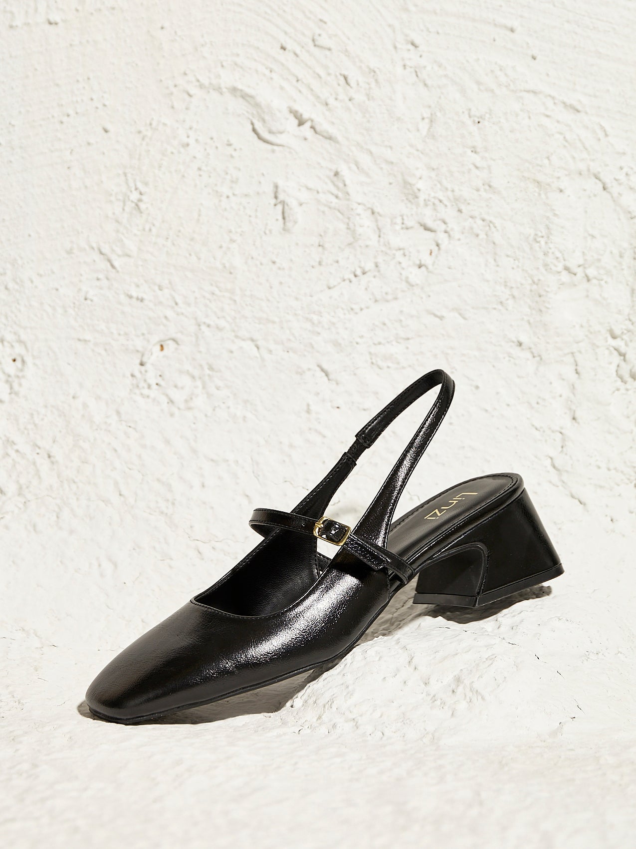 Society Black Faux Leather Mary Jane Heels