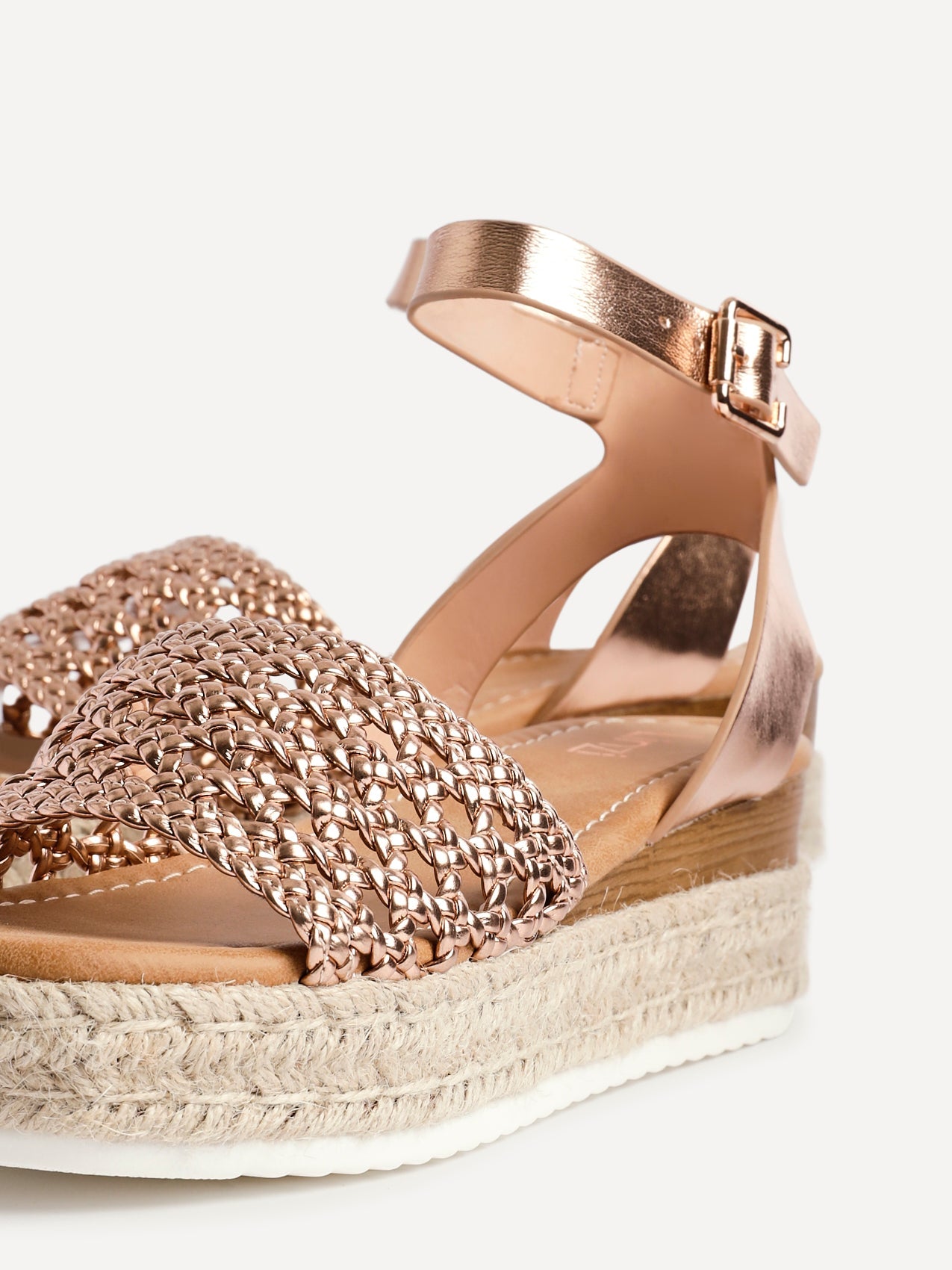 Sundown Rose Gold Espadrille Flatform Sandals
