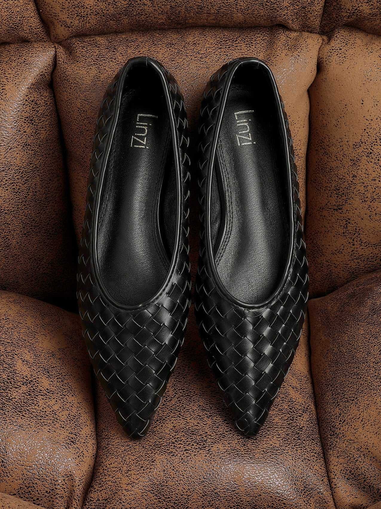 Talina Black Faux Leather Ballet Flats