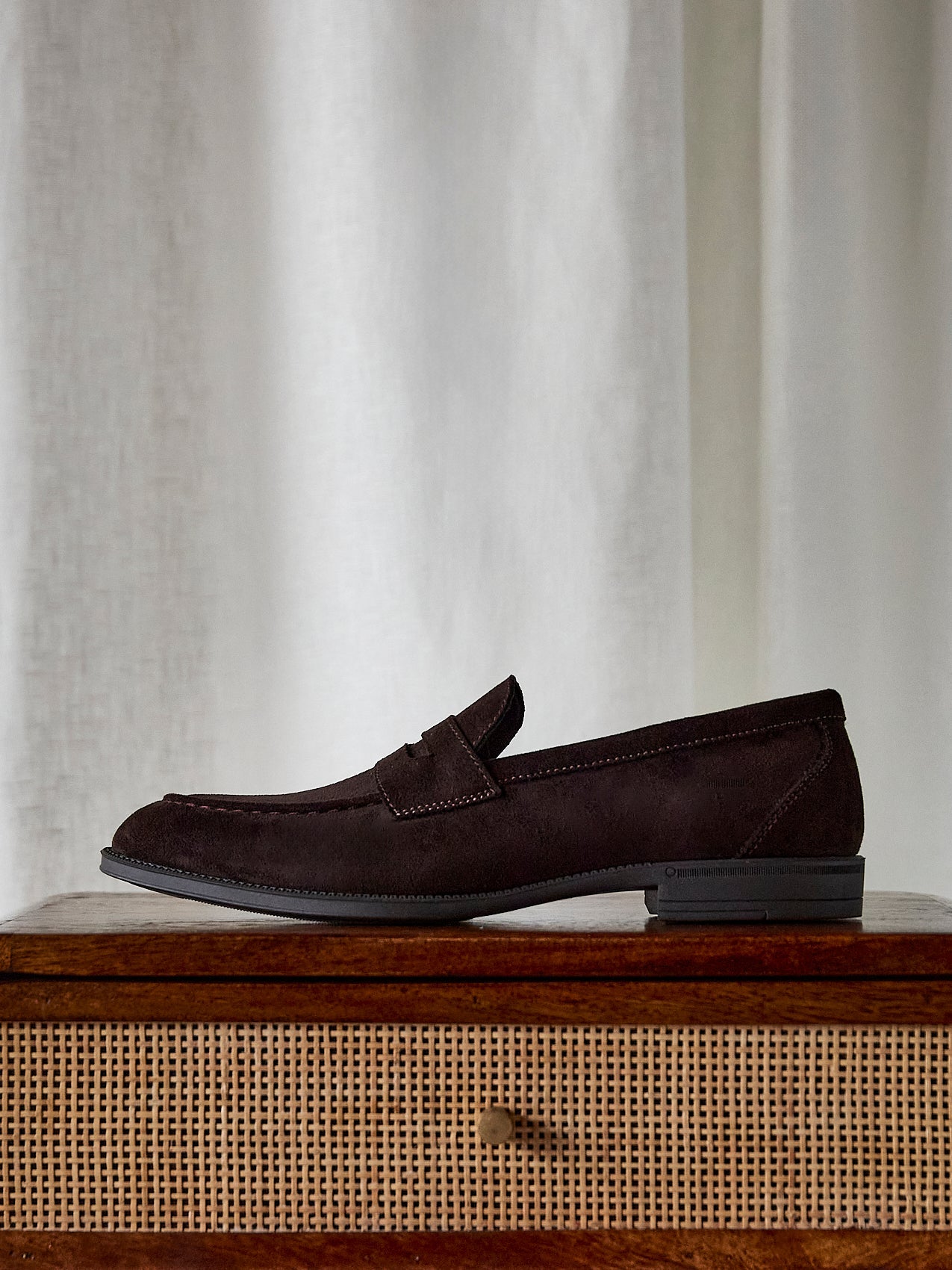 Aurelio Mens Brown Faux Suede Penny Loafers