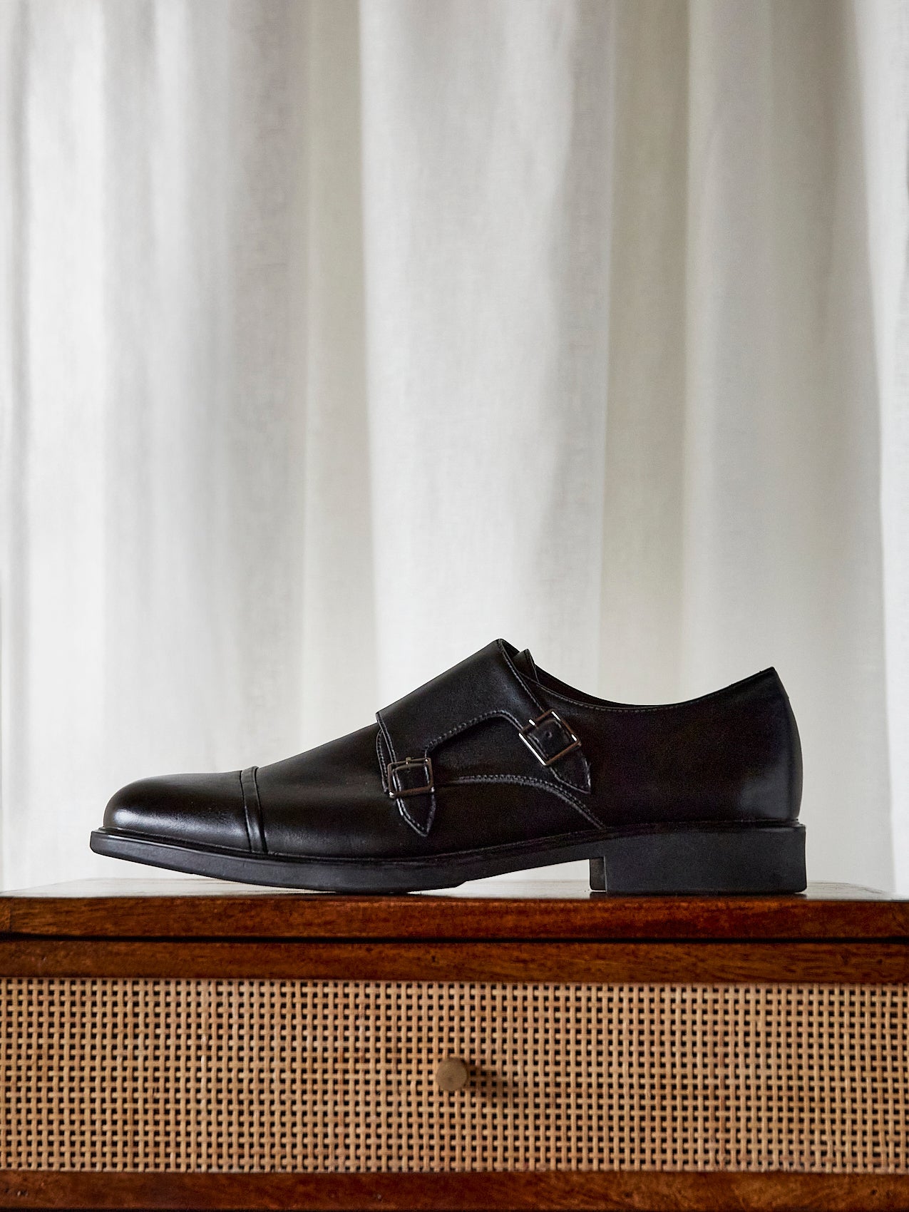 Marcello Mens Black Faux Leather Shoes
