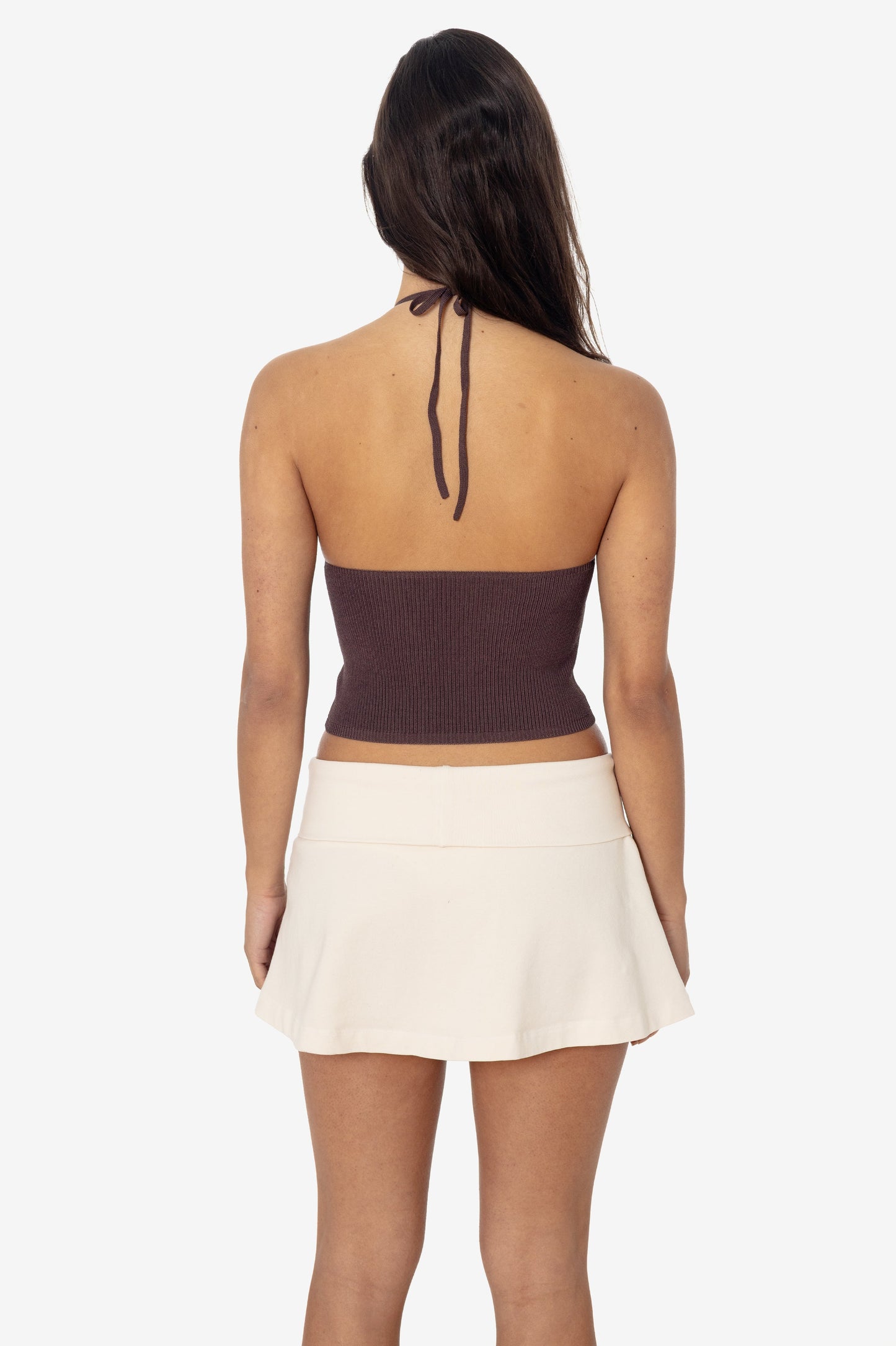 RFK406 - Viscose Nylon Cropped V-Neck Halter Top