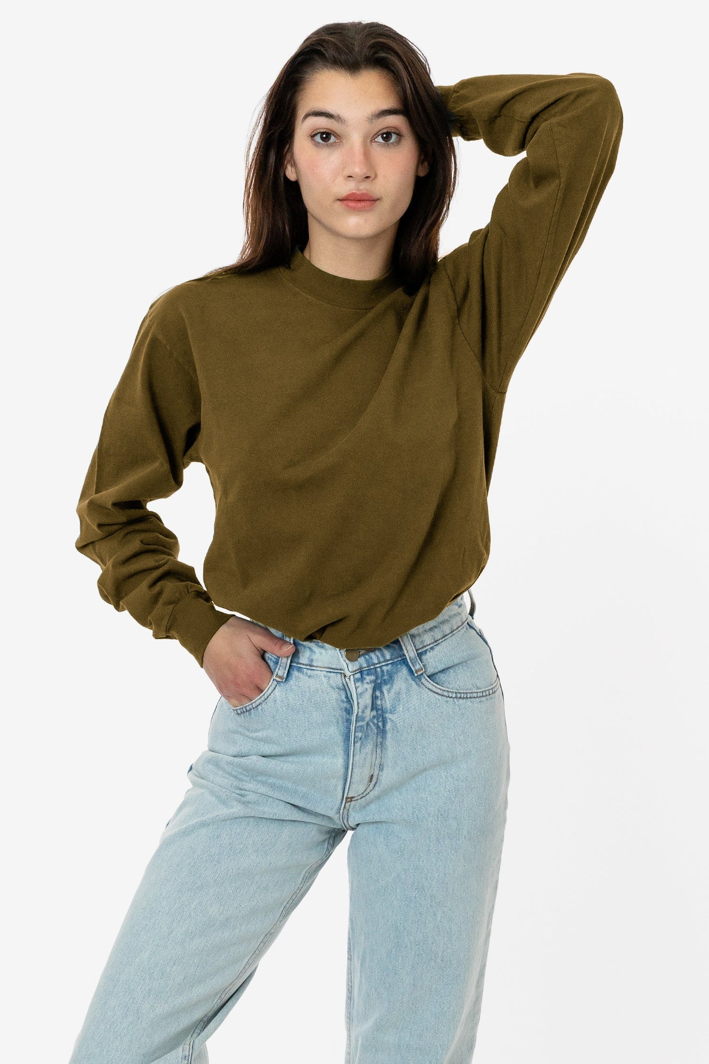 1406GD Unisex - Long Sleeve Garment Dye Mockneck T-Shirt