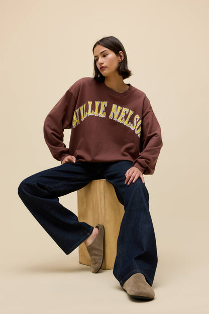 willie nelson in austin oversized crew sweatshirt