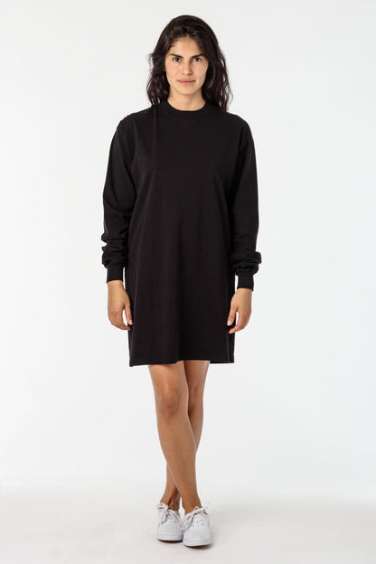 1837GD - Long Sleeve Garment Dye Mockneck Dress