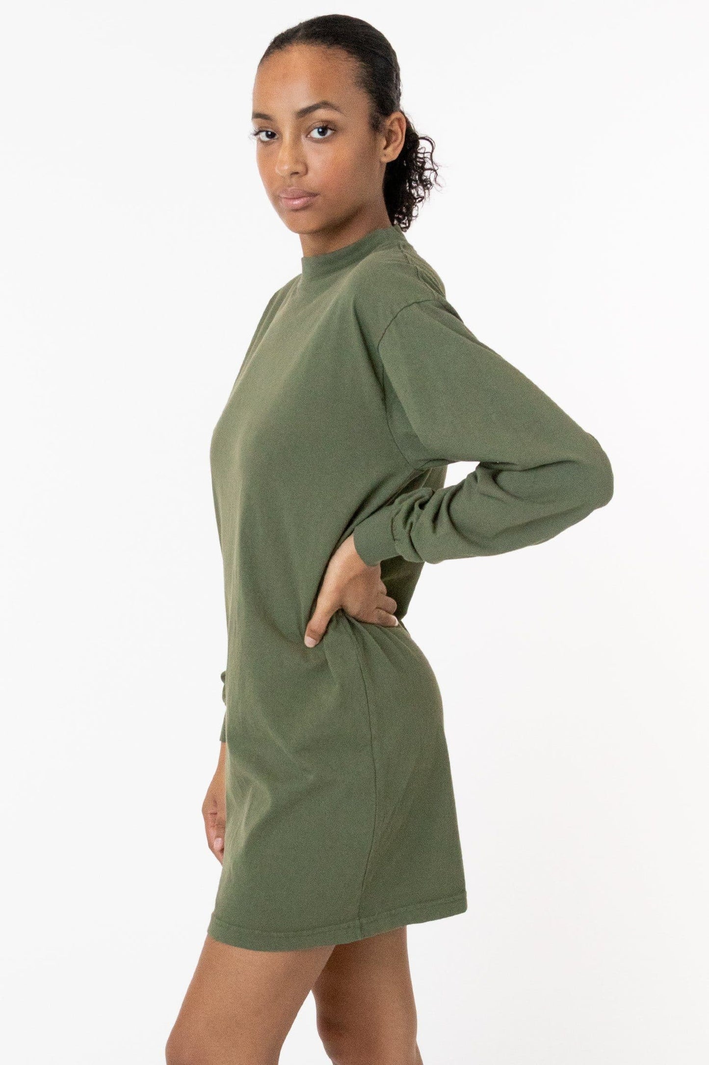 1837GD - Long Sleeve Garment Dye Mockneck Dress