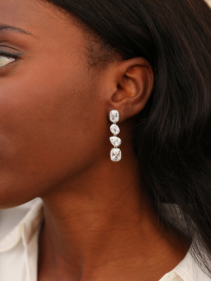 Entwined Silver Crystal Drop Earrings