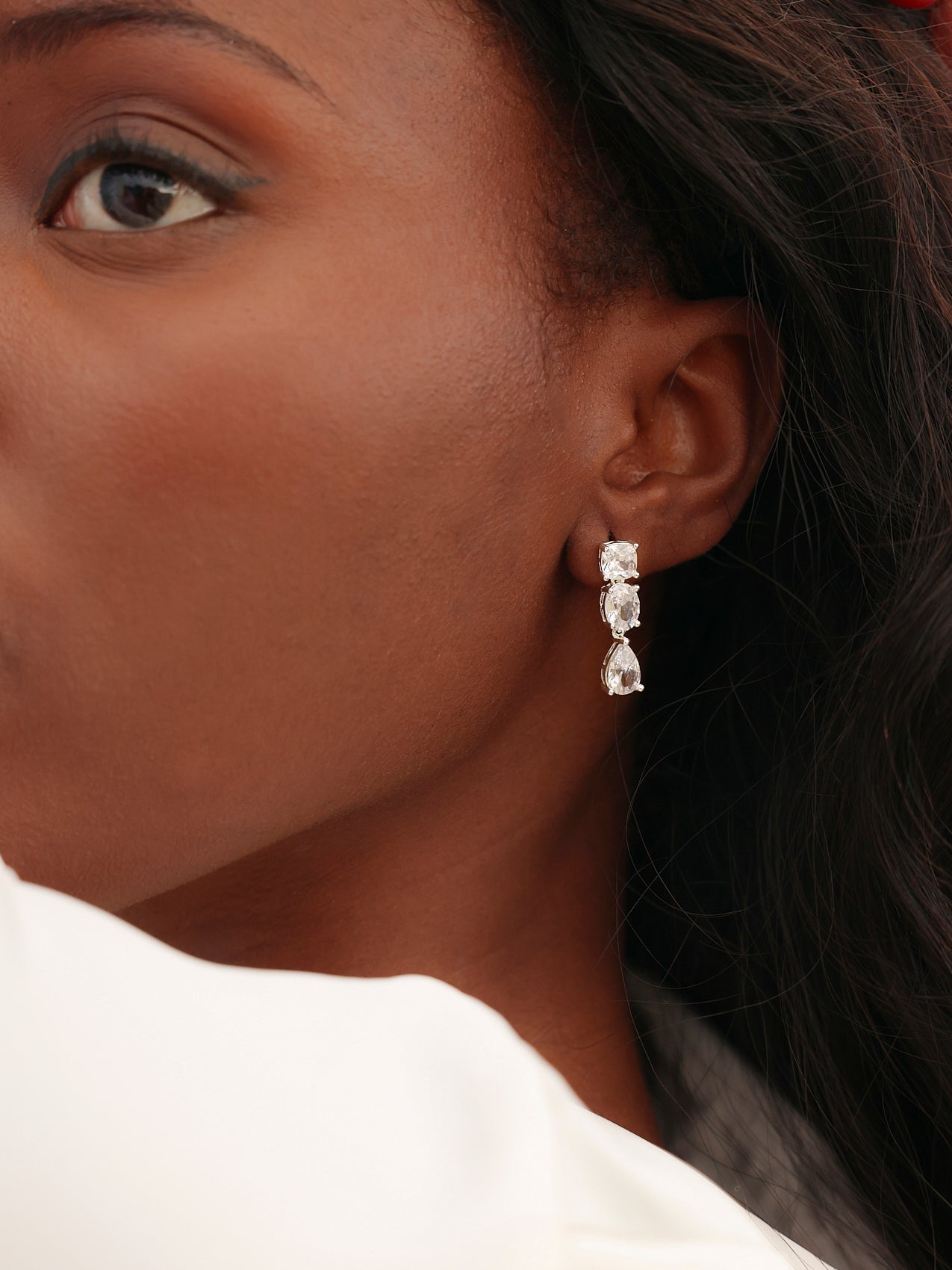 Stardust Silver Crystal Stone Drop Earrings