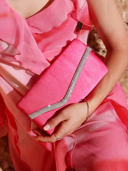 Aveline Pink Satin Clutch Bag