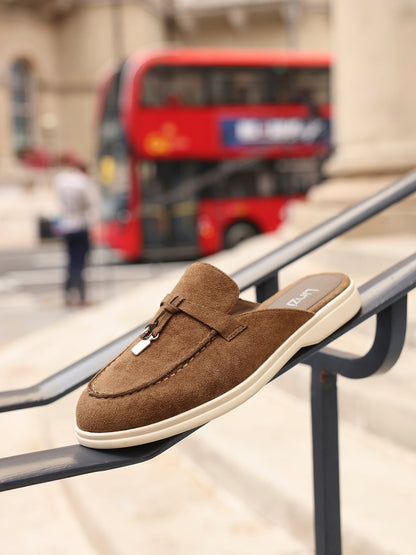 Alix Tan Faux Suede Slip On Mules