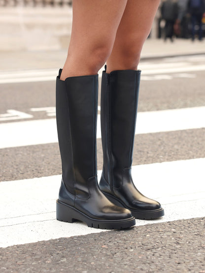 Hyland Black Long Wedged Boots