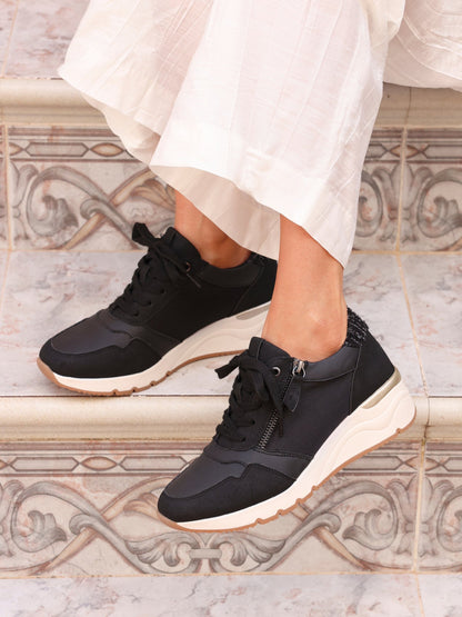 Luca Black Wedge Trainers