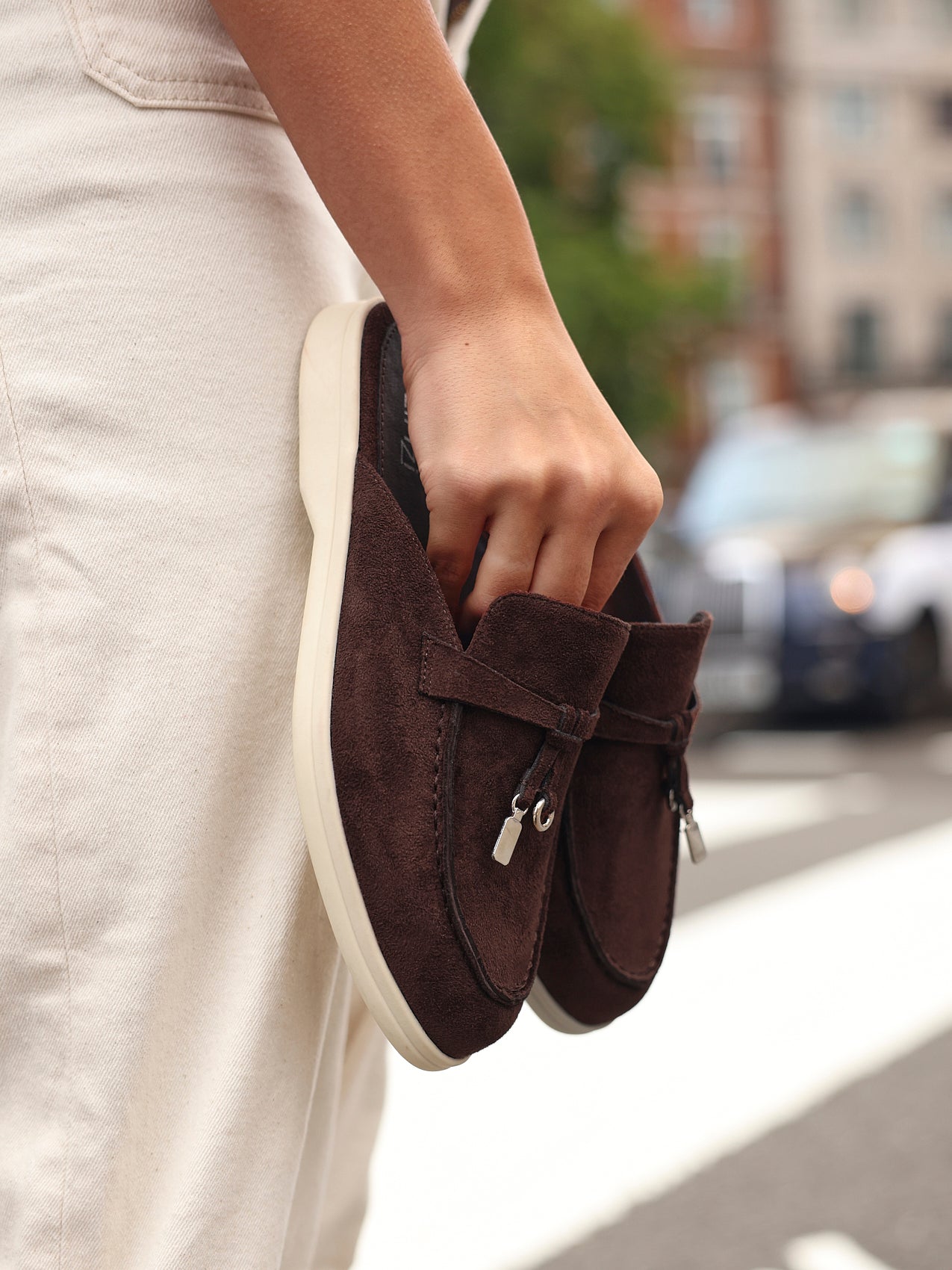 Alix Brown Faux Suede Slip On Mules