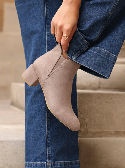 Manor Mocha Faux Suede Heeled Ankle Boots