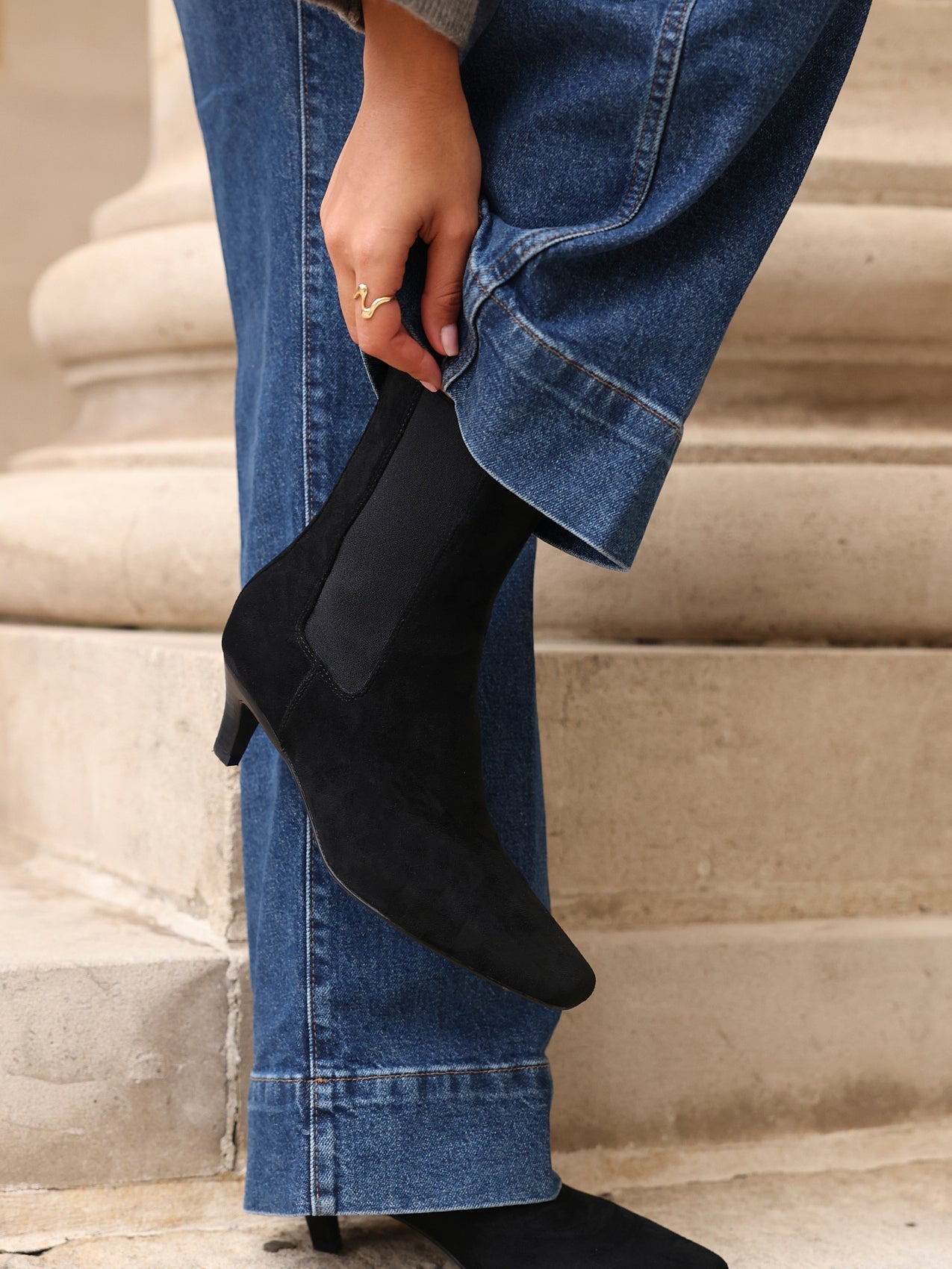 Ritual Black Kitten Heel Chelsea Boots