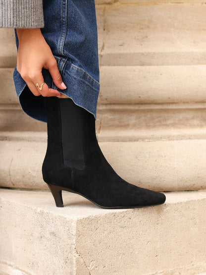 Ritual Black Kitten Heel Chelsea Boots