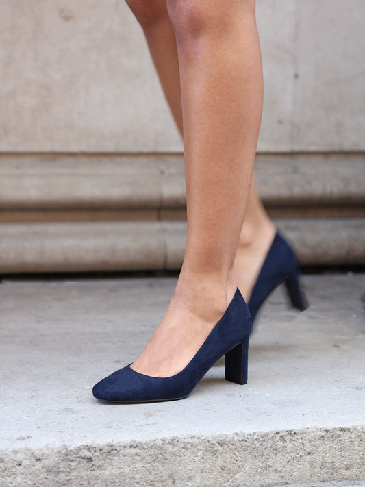 Agenda Navy Faux Suede Court Heels